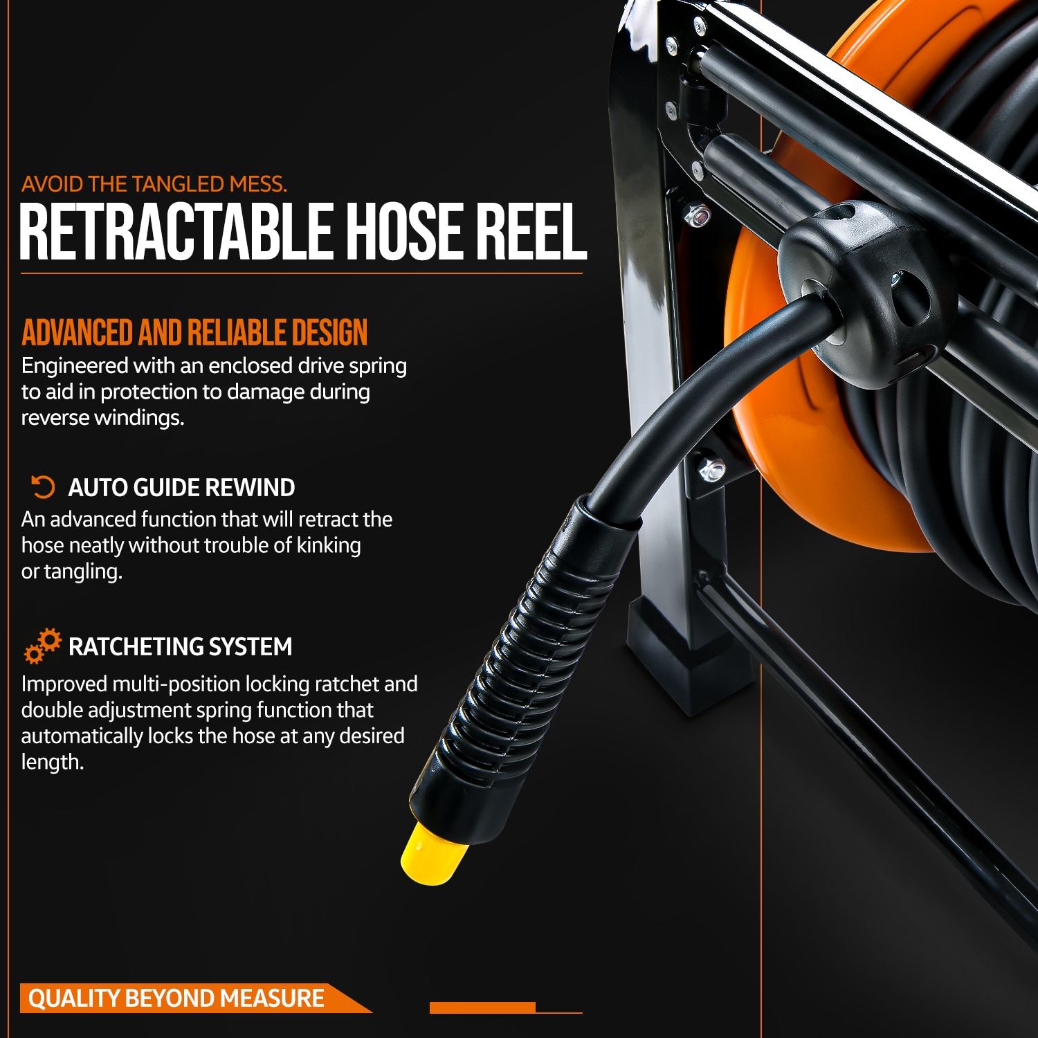 SuperHandy Portable Industrial Retractable Air Hose Reel- 3/8in x 100 Ft,  3/8in Mnpt Connections in the Air Compressor Accessories department at