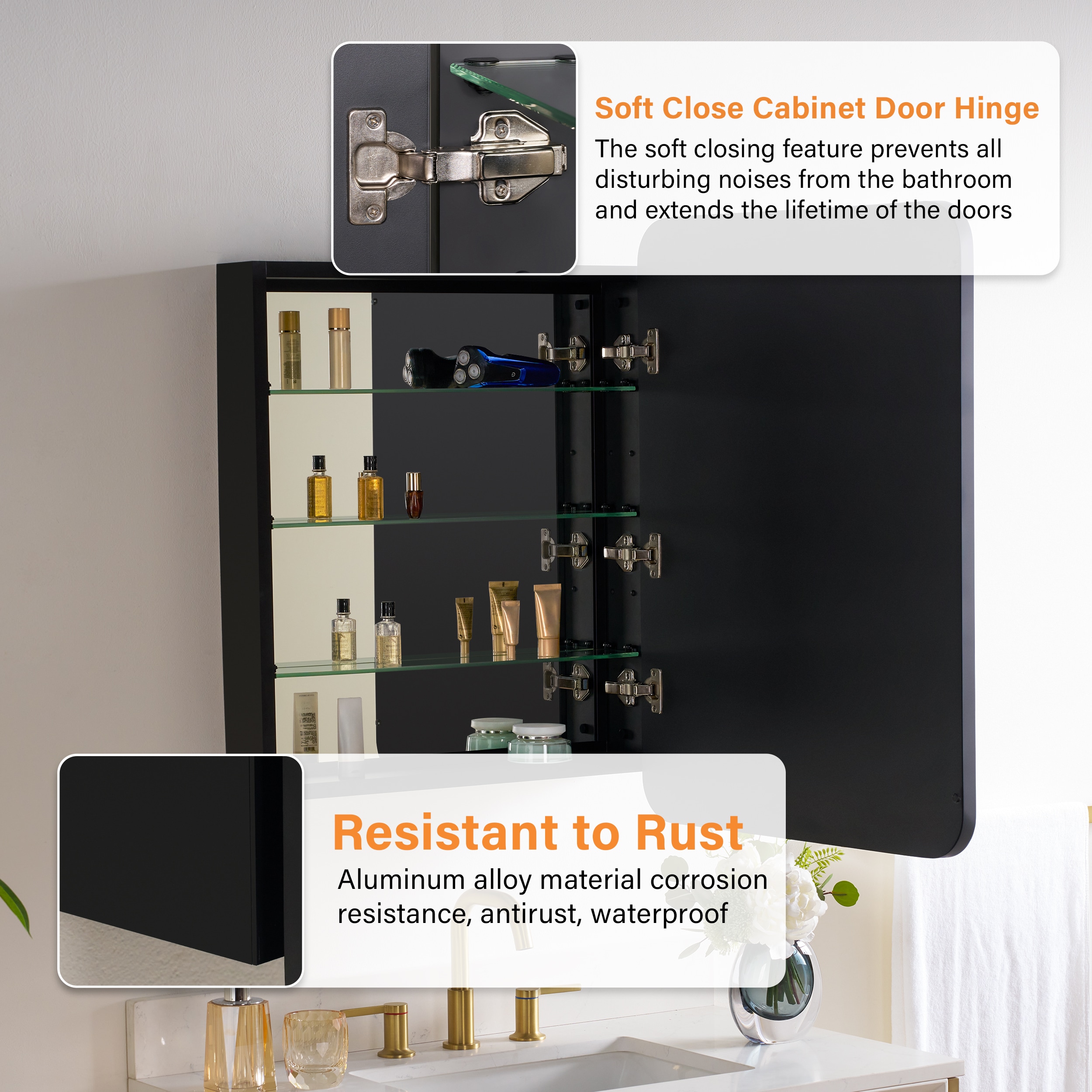 WELLFOR YAH-MGD32 Bathroom-Medicine-Cabinets - View #5