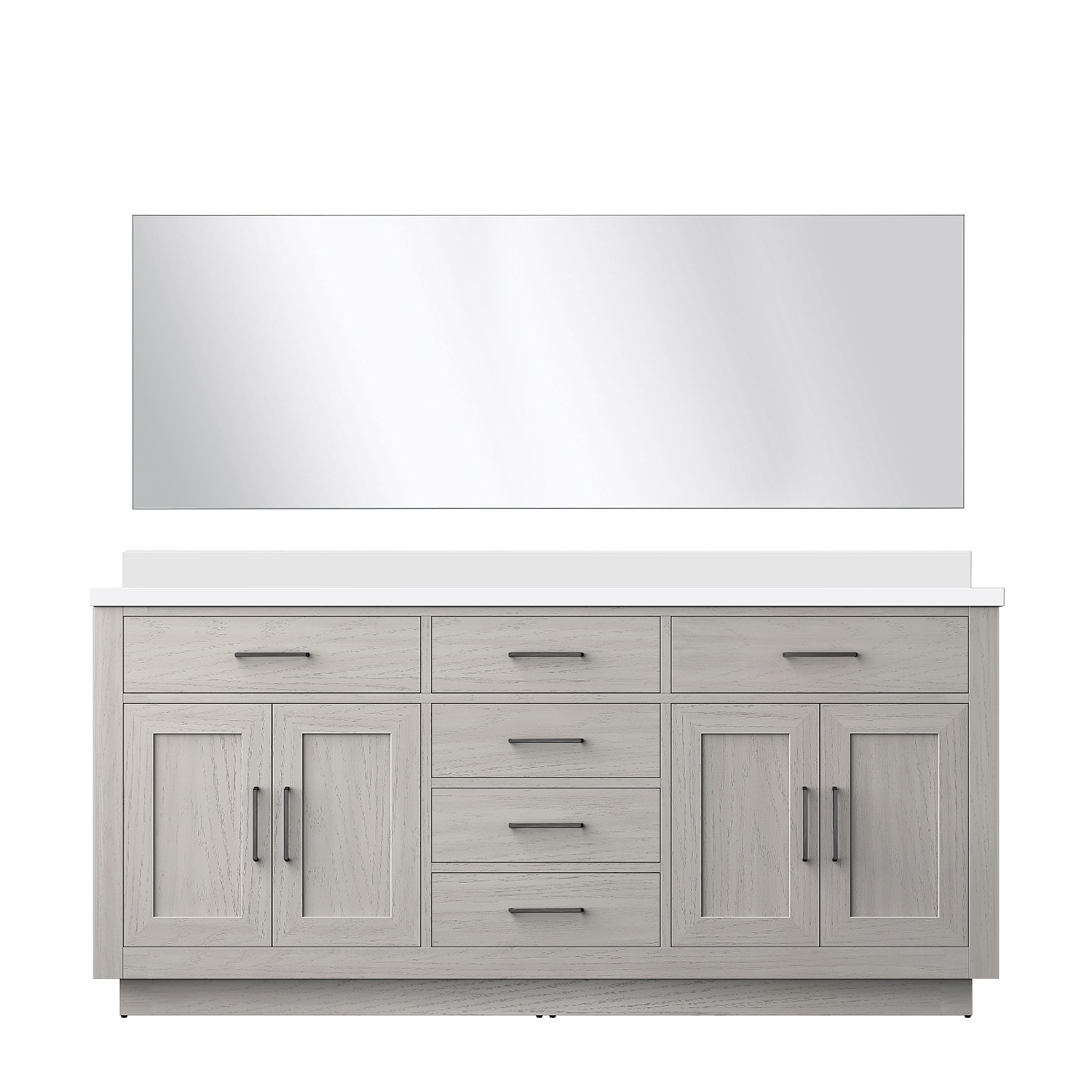 Lexora LVGI72DM210 Gilroy 72-in White Oak Undermount Double Sink Bathroom Vanity with White Quartz Top (Mirror Included)