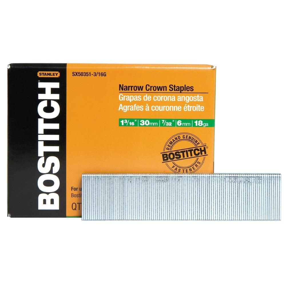 Bostitch SX50351-3/16G 1-1/4-in Leg x 7/32-in 18 -Gauge Finish staples 3000 -Per Box
