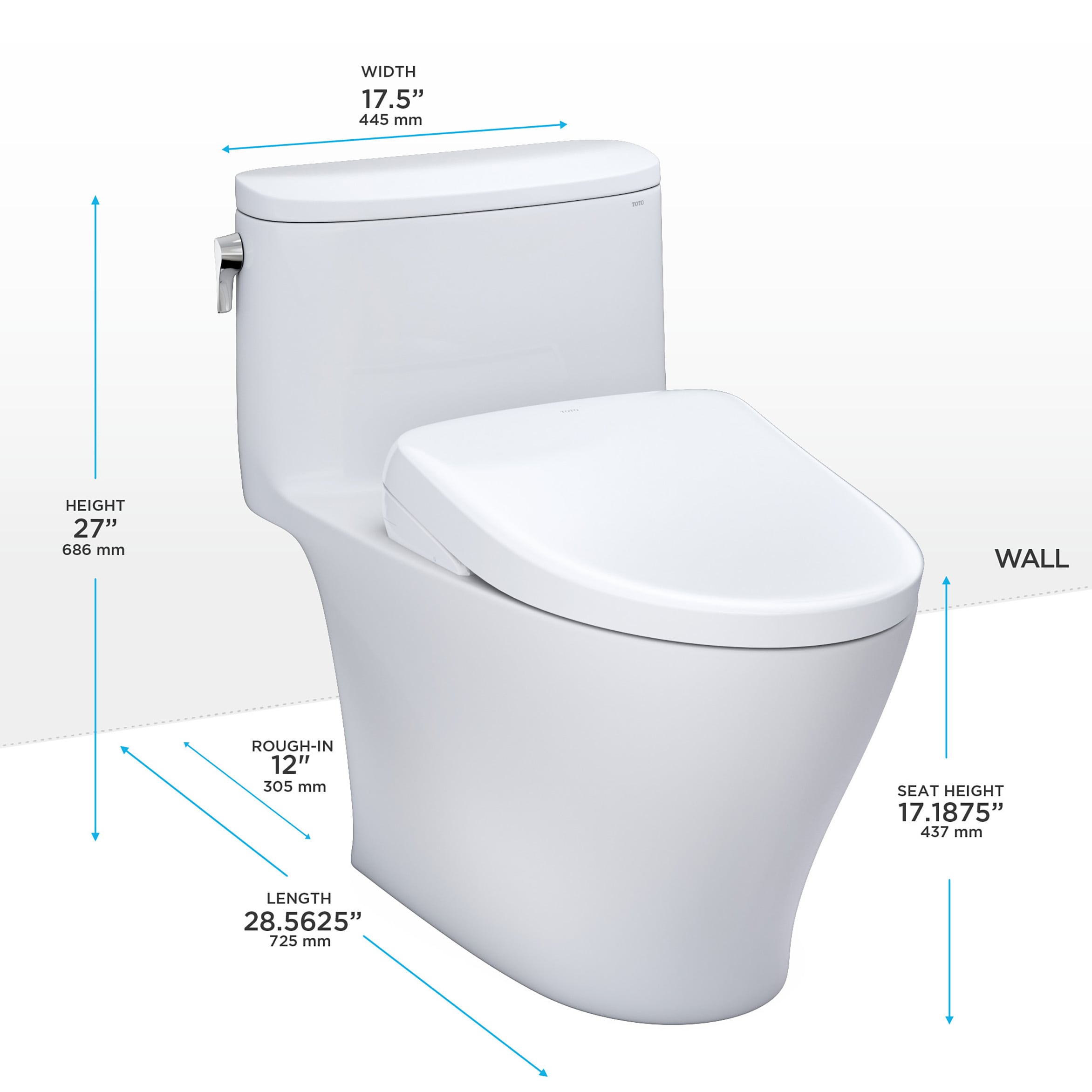 TOTO Nexus Cotton White Elongated Chair Height Soft Close Bidet Toilet ...