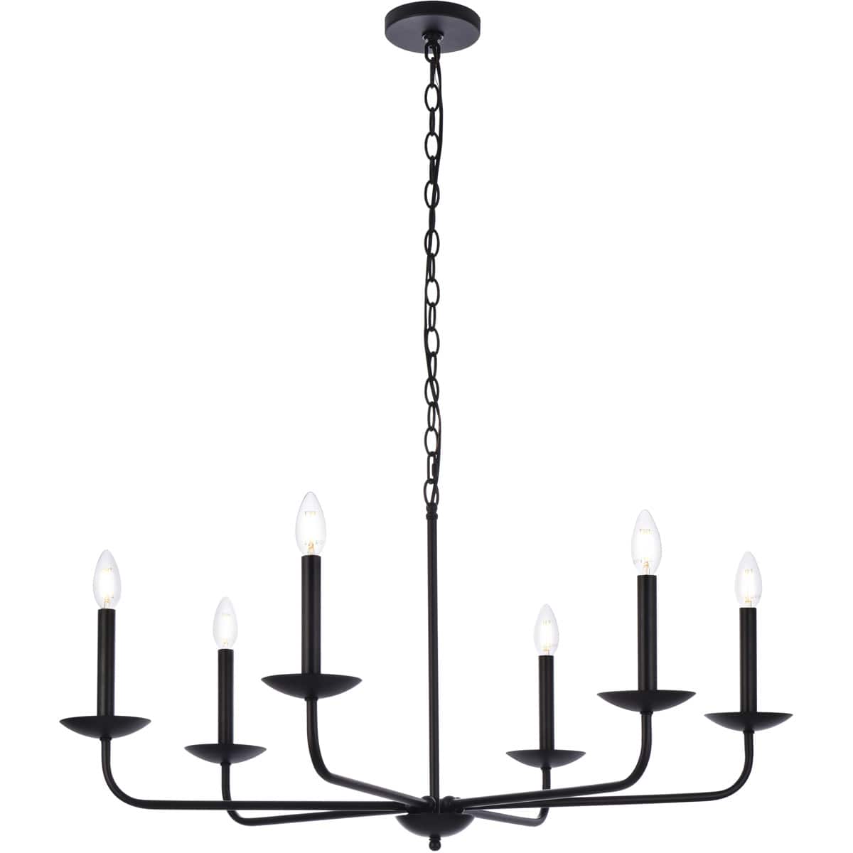 Elegant Lighting Living District LD812D36BK Cohen 6 Light 36 inch Black Pendant Ceiling Light