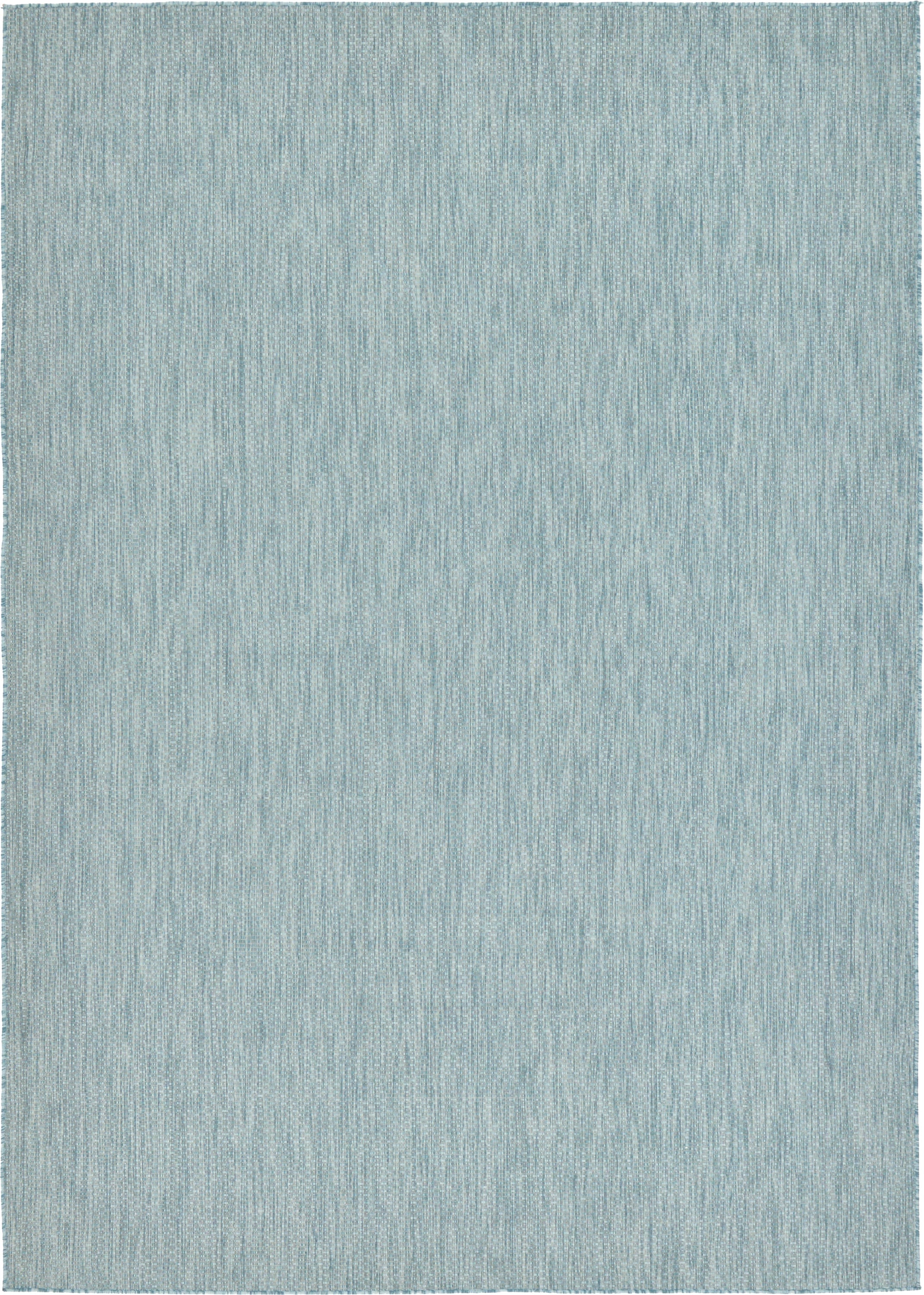 Unique Loom 3129024 Solid Outdoor 8 x 11 (ft) Loomed Polypropylene Aquamarine/Light Blue Rectangular Indoor/Outdoor Distressed/Overdyed Area rug