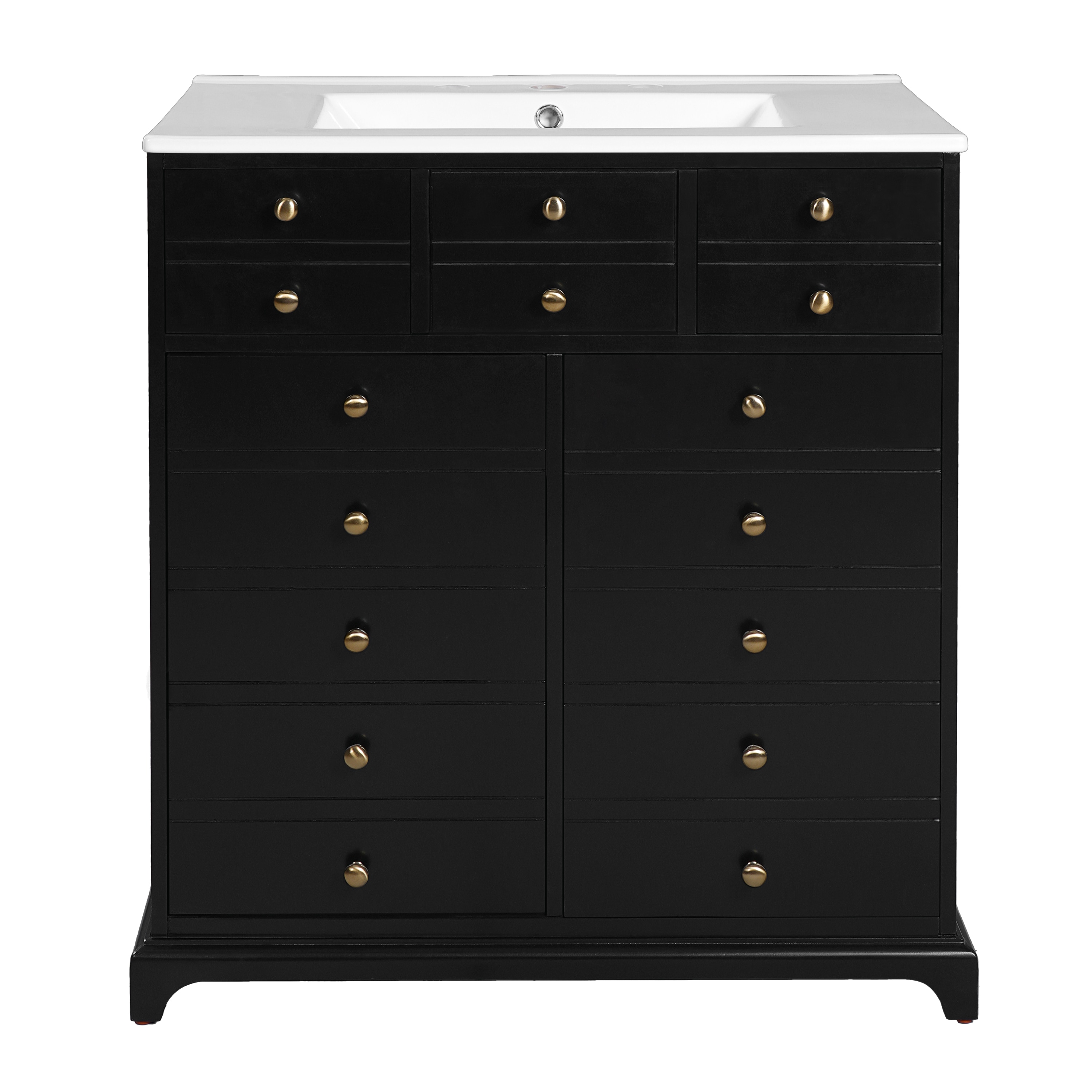 Iseryn - 30-in Black Undermount Single Sink Bathroom Vanity with White Ceramic Top
