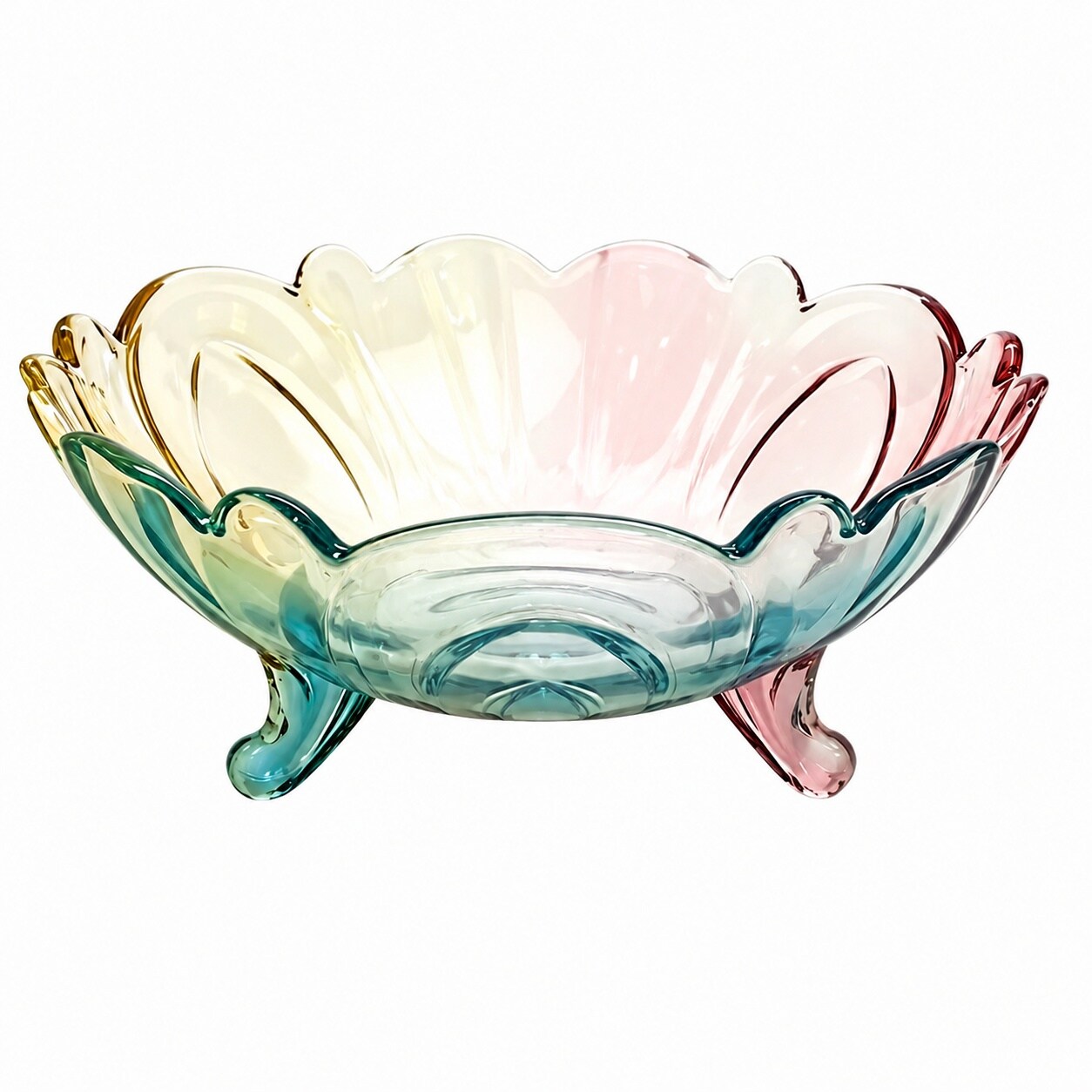 Aoibox  Glass Fruit Bowl with Tripod Legs Decorative Large 9 1 in Diameter for Kitchen Counter and Living Room