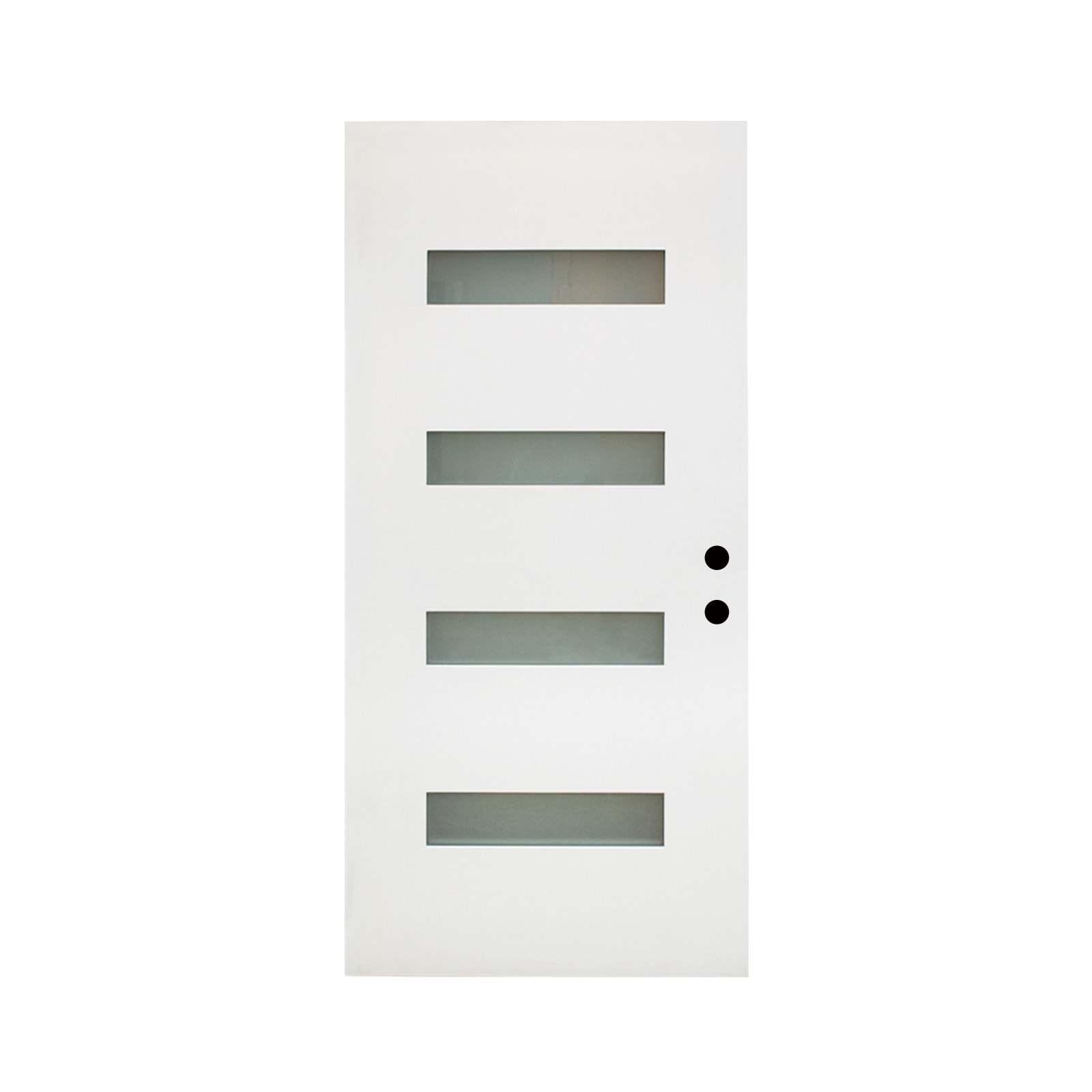 Tinyhomie 36 x 80 Fiberglass Entry Door Slab White Finish Knock Down Fiberglass Door Slab 4 Lite Frosted Glass Contemporary Style for Homes Front Entrance Left Hand Inswing