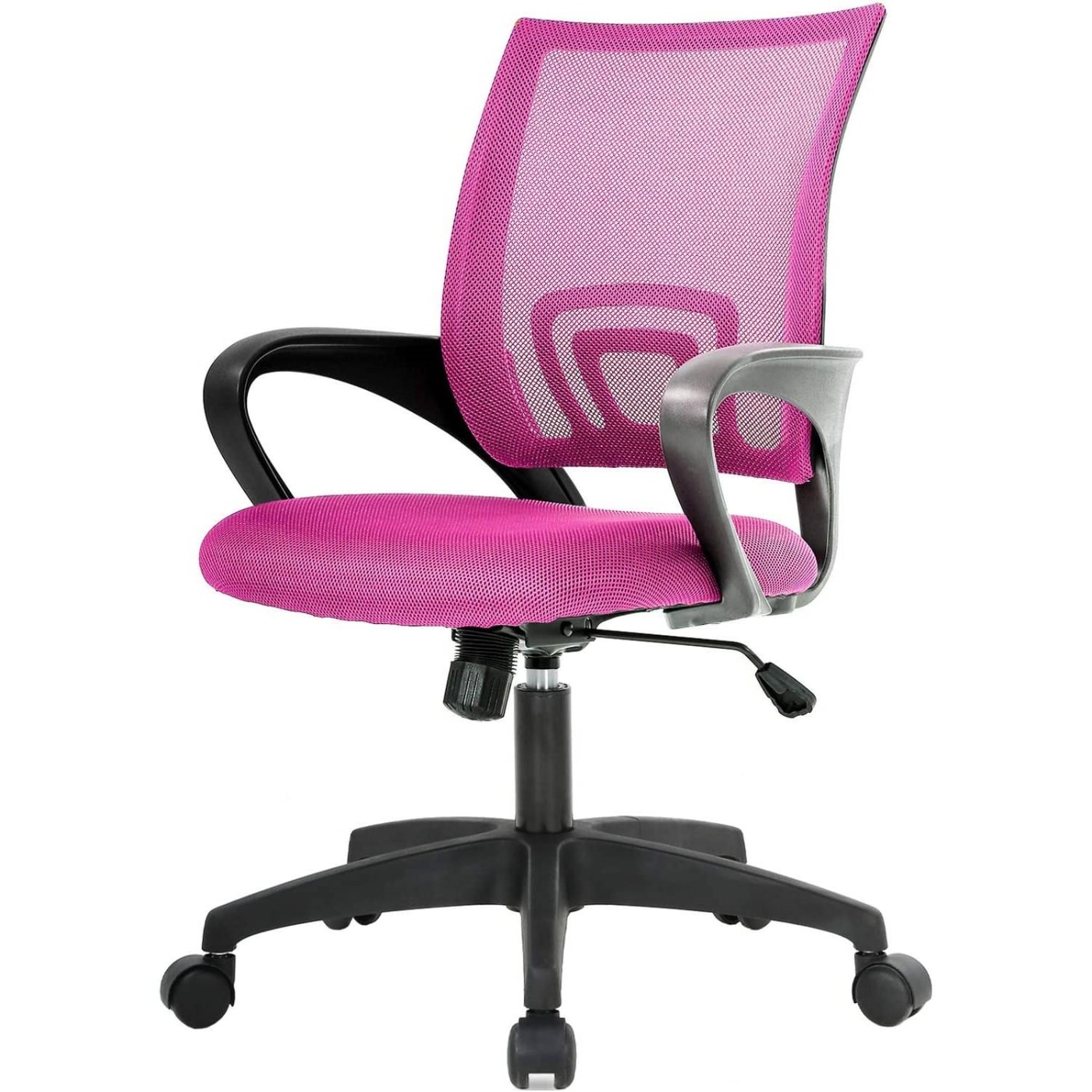 Slickblue D-FR-290 Single Pink /Green Mid-Back Mesh Desk Chair - Chrome Modern Ergonomic Adjustable Height Swivel Nylon Seat Chair with Armrests for Home Office