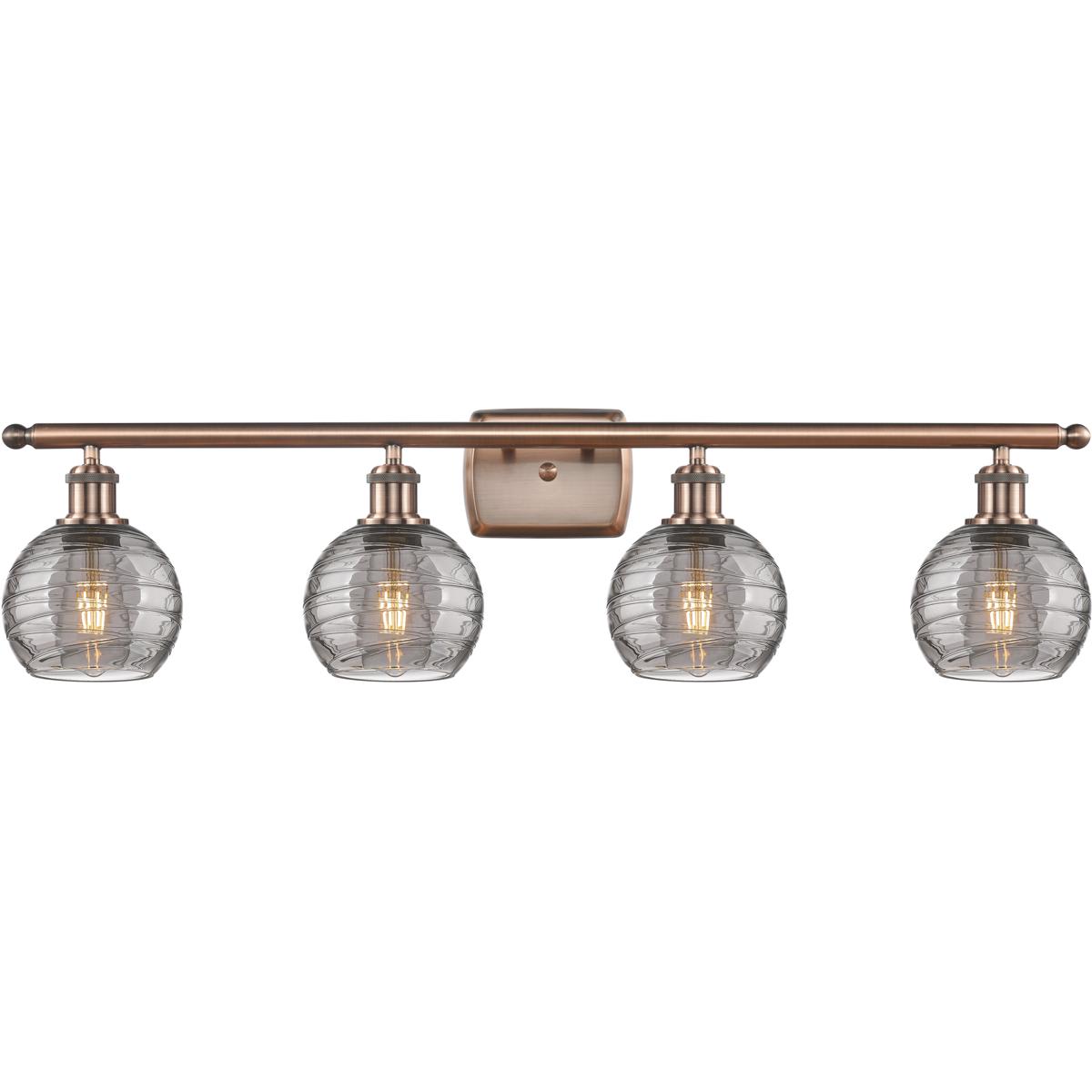 Innovations Lighting -  516-4W-AC-G1213-6SM Ballston Athens Deco Swirl Bathroom Vanity Light