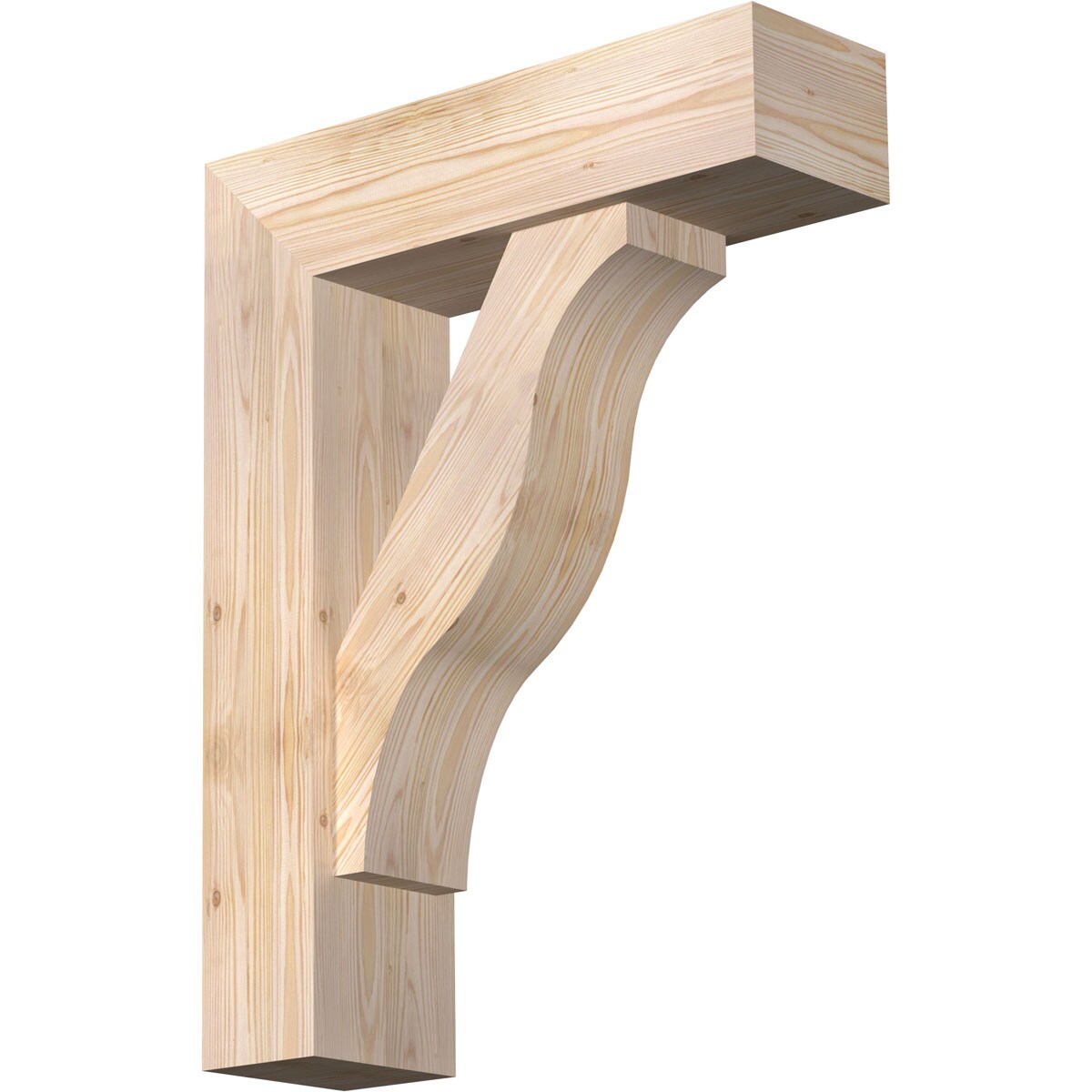 Ekena Millwork 1462580 Funston block smooth bracket with offset brace 7-1/2-in x 26-in x 34-in Douglas fir Brown Wood Standard bracket