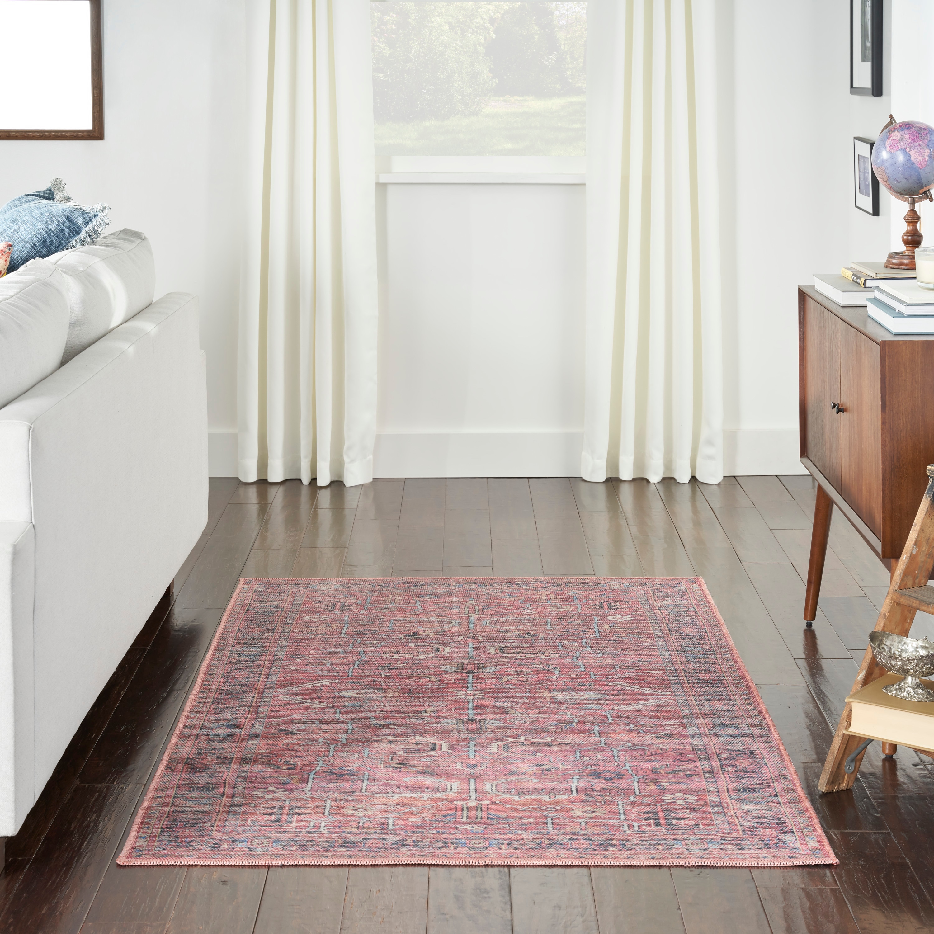 Brick Red Vintage Persian Washable Chenille Area Rug 4' x 6'