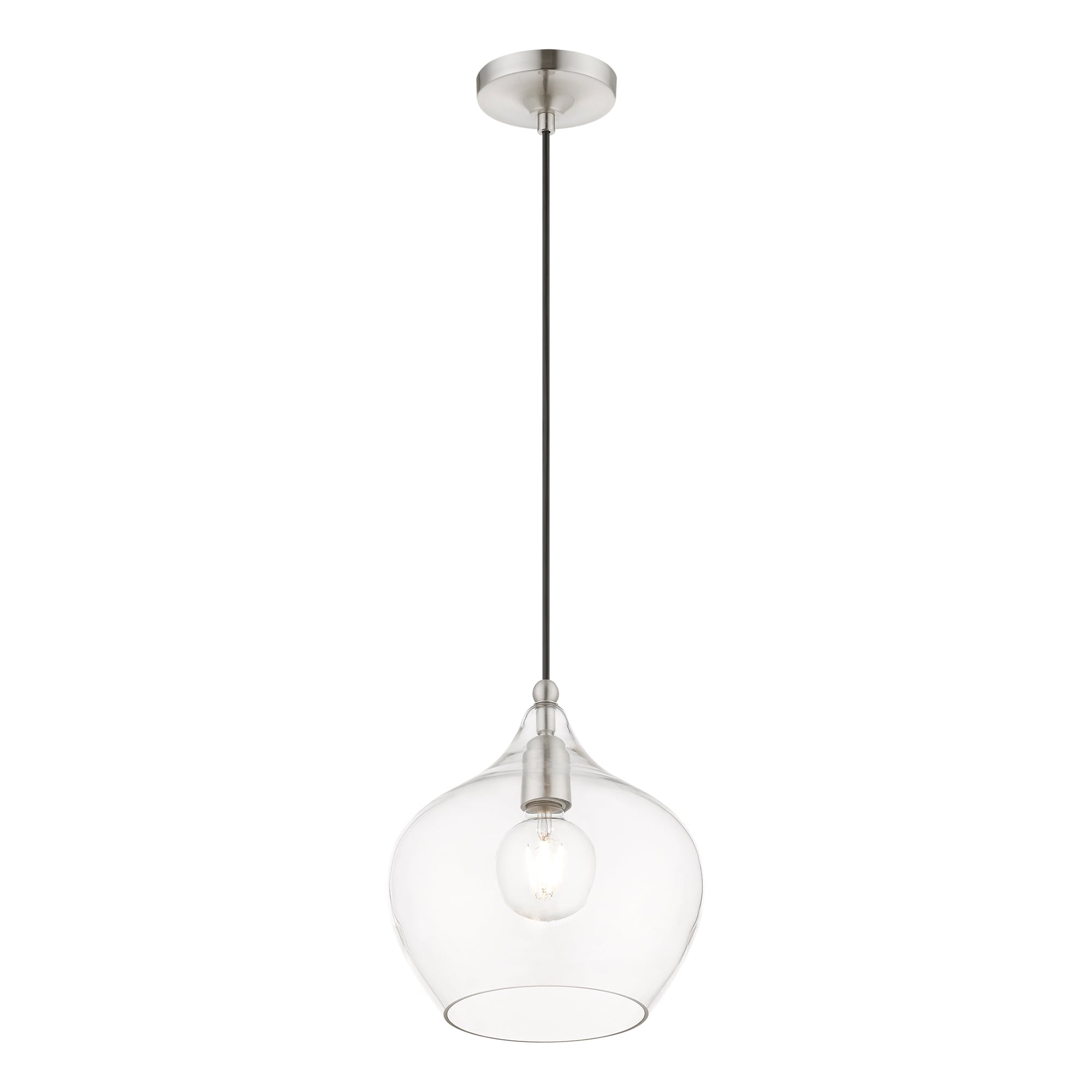 Aldrich Brushed Nickel Clear Glass Indoor/Outdoor Pendant Light