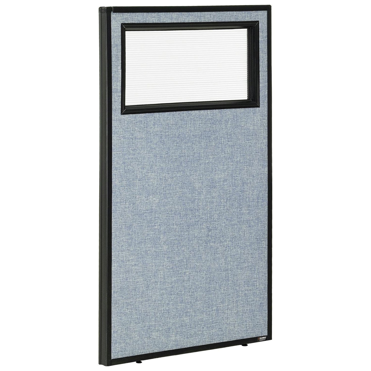 Global Industrial 694753WBL 24-14-inW x 42-inH Office Partition Panel with Partial Window Blue