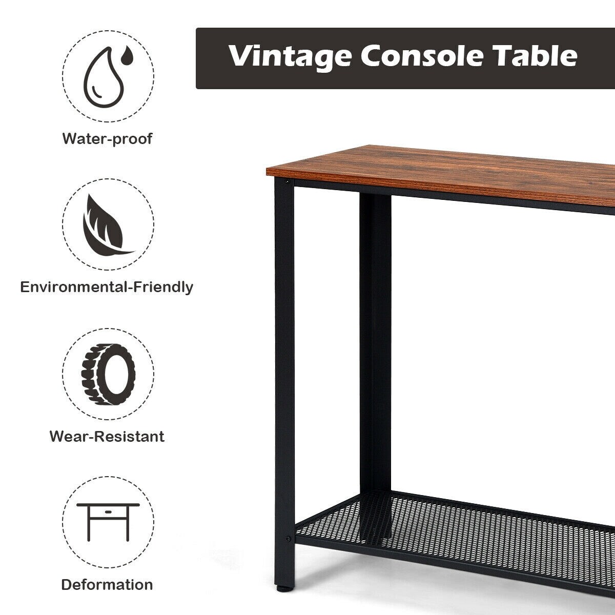 Photo inspiration: Picture Idea: Slickblue Industrial Retro Wood Side Table With Metal Grille Shelf