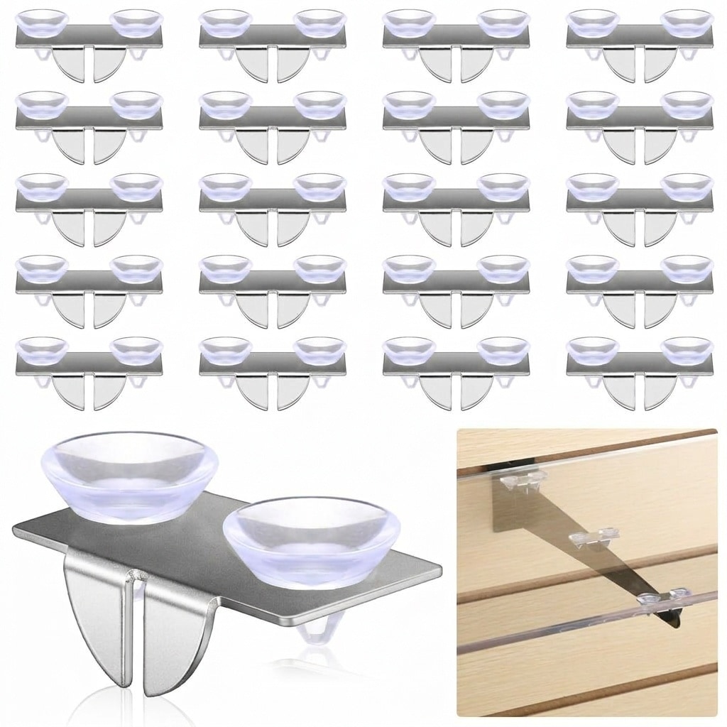 Aoibox Center Shelf Rest Clips with Rubber Cushions Galvanized Metal Glass Shelf Brackets 20 Pack Set #LAB2WARY