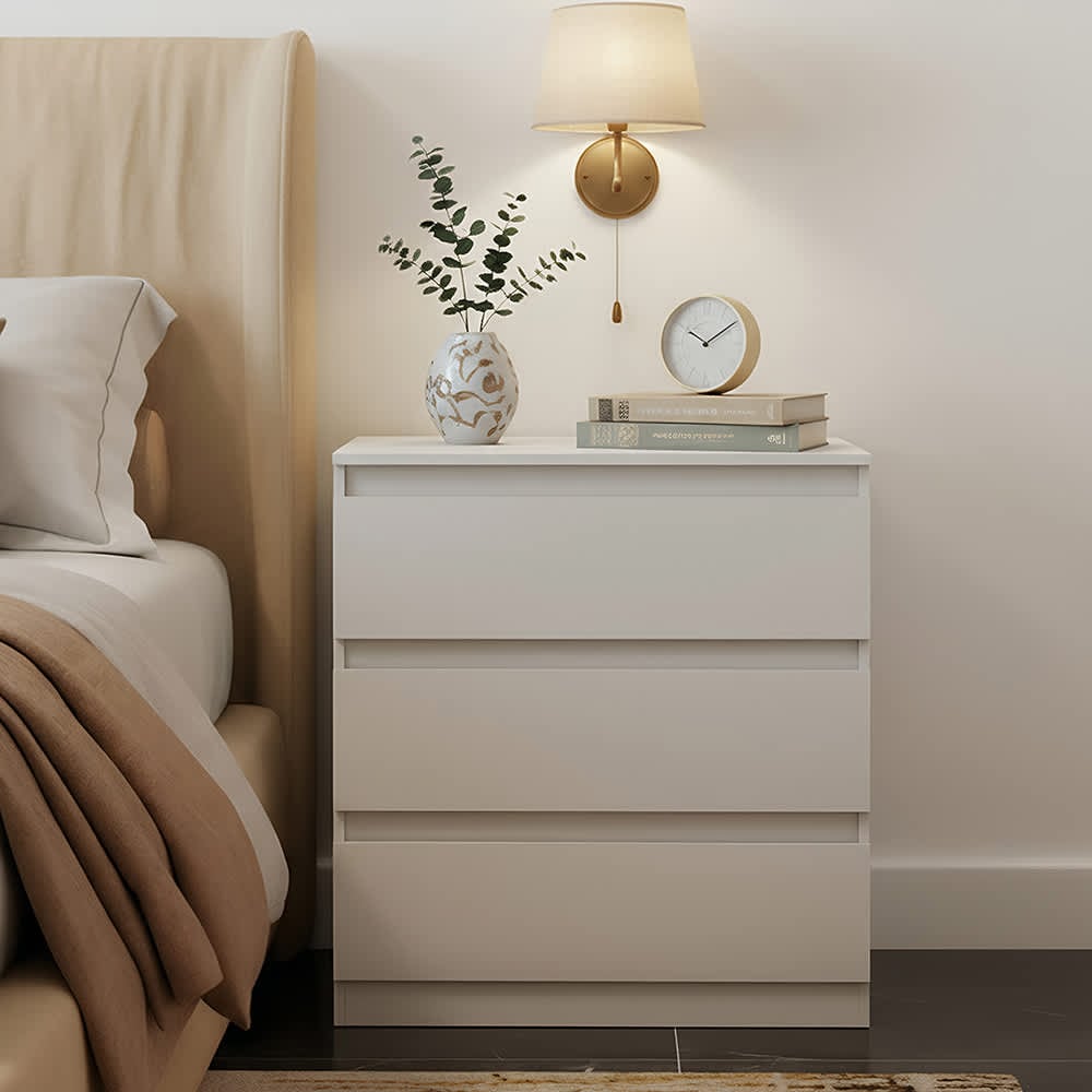 VERYKE  Modern 3-Drawer Nightstand with Wide Storage Space for Living Room Bedroom