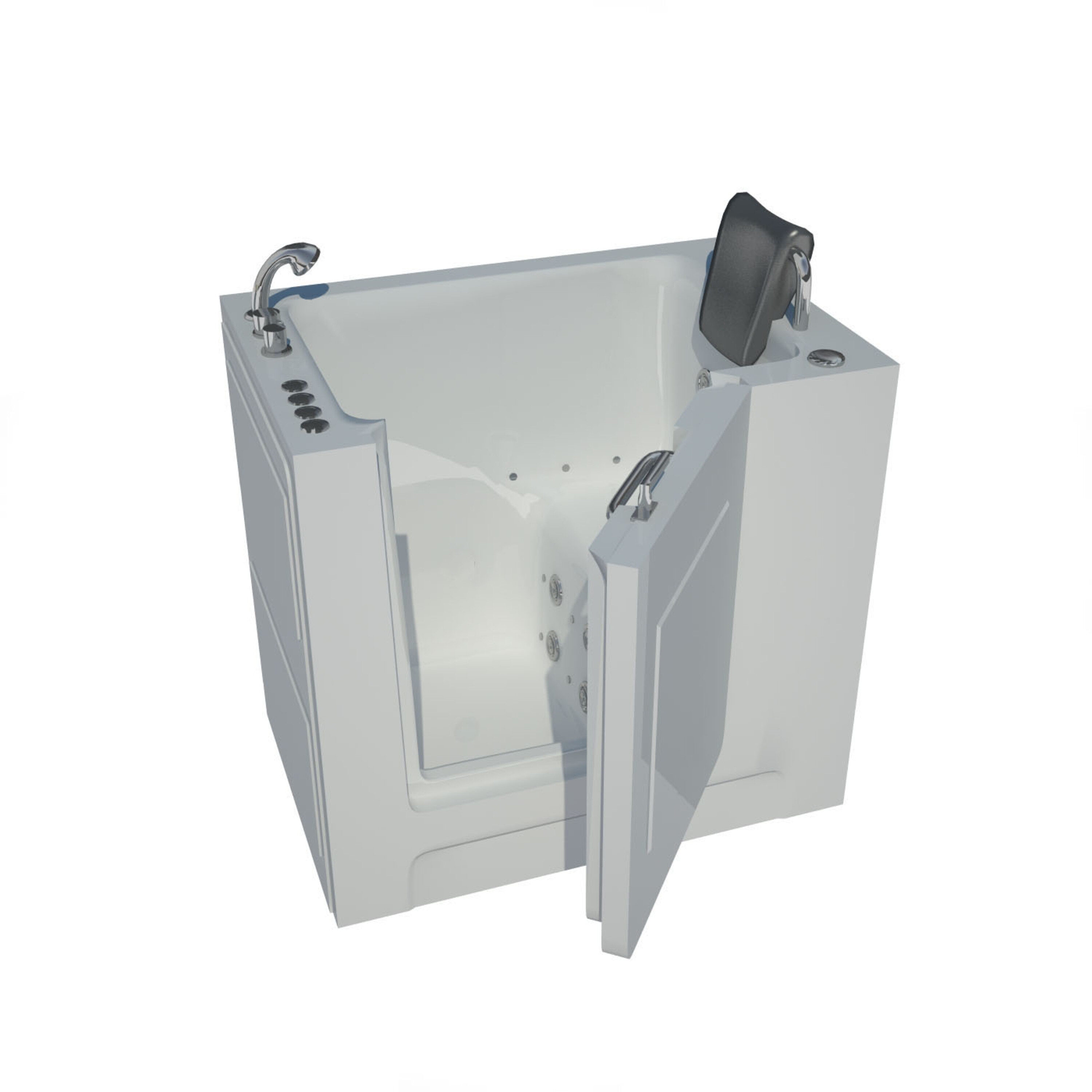 Endurance LS2739LWD 27-in x 38.5-in White Acrylic Walk-In Whirlpool and Air Bath Combination Tub with Faucet, Hand Shower and Drain (Left Drain)