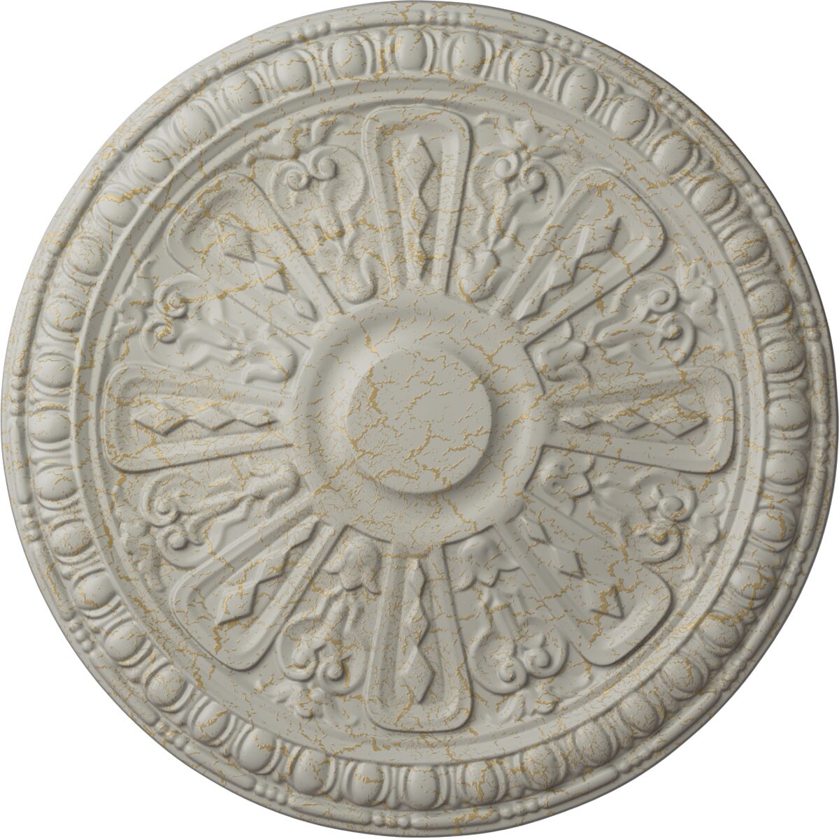 Ekena Millwork CM18RA2PCC Raymond 18-in W x 18-in L Painted Pot Of Cream Crackle Polyurethane Whole Ceiling Medallion