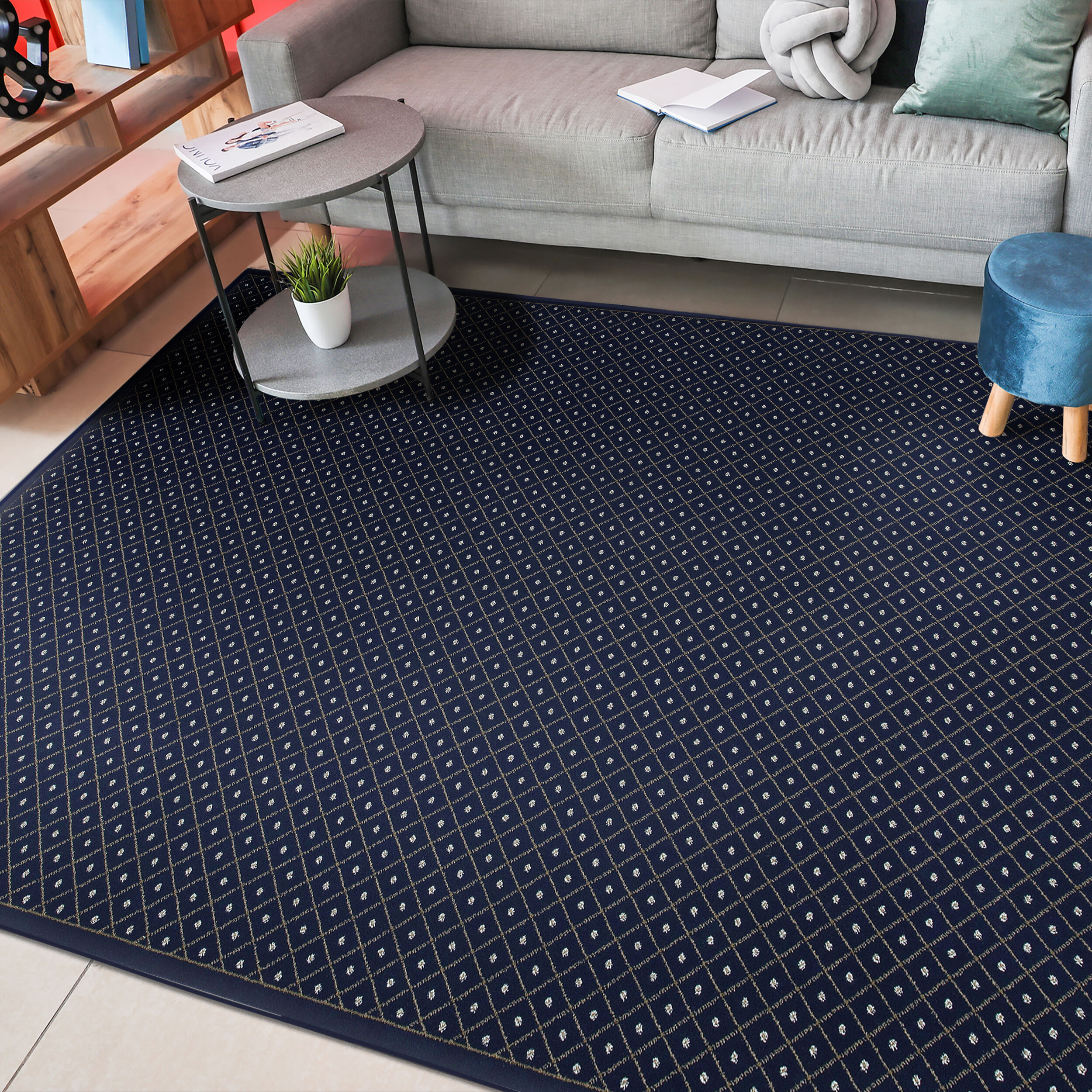 Radici USA 782/1312/NAVY Como 8 x 11 (ft) Polypropylene Navy Rectangular Indoor Geometric Mid-Century Modern Area rug