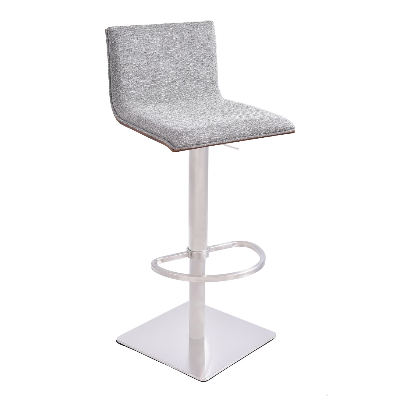 HomeRoots 4000477235 Gray 1-in H Tall Upholstered Swivel Metal Bar Stool