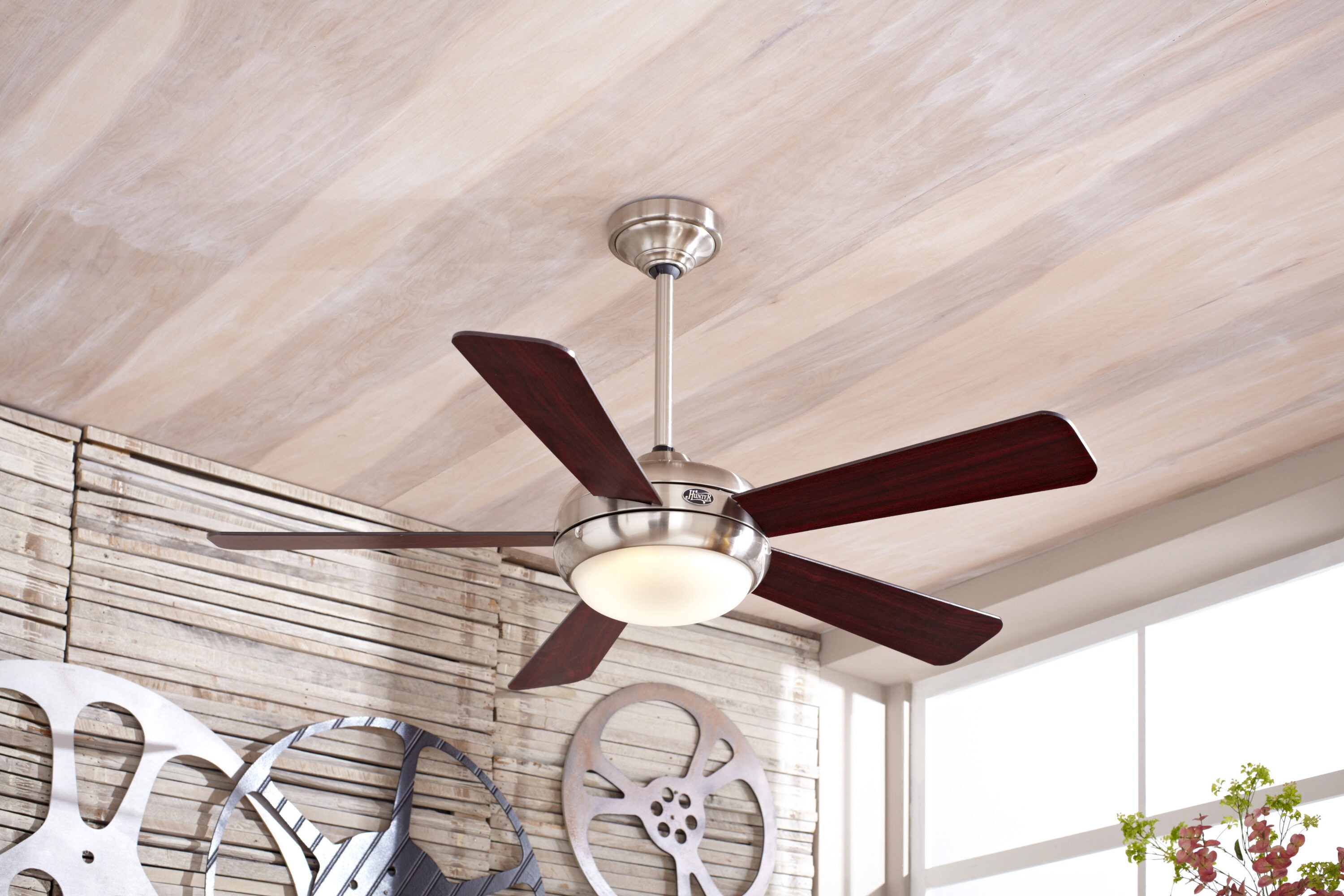 Hunter Palermo LED 52in Brushed Nickel Indoor Ceiling Fan with Light