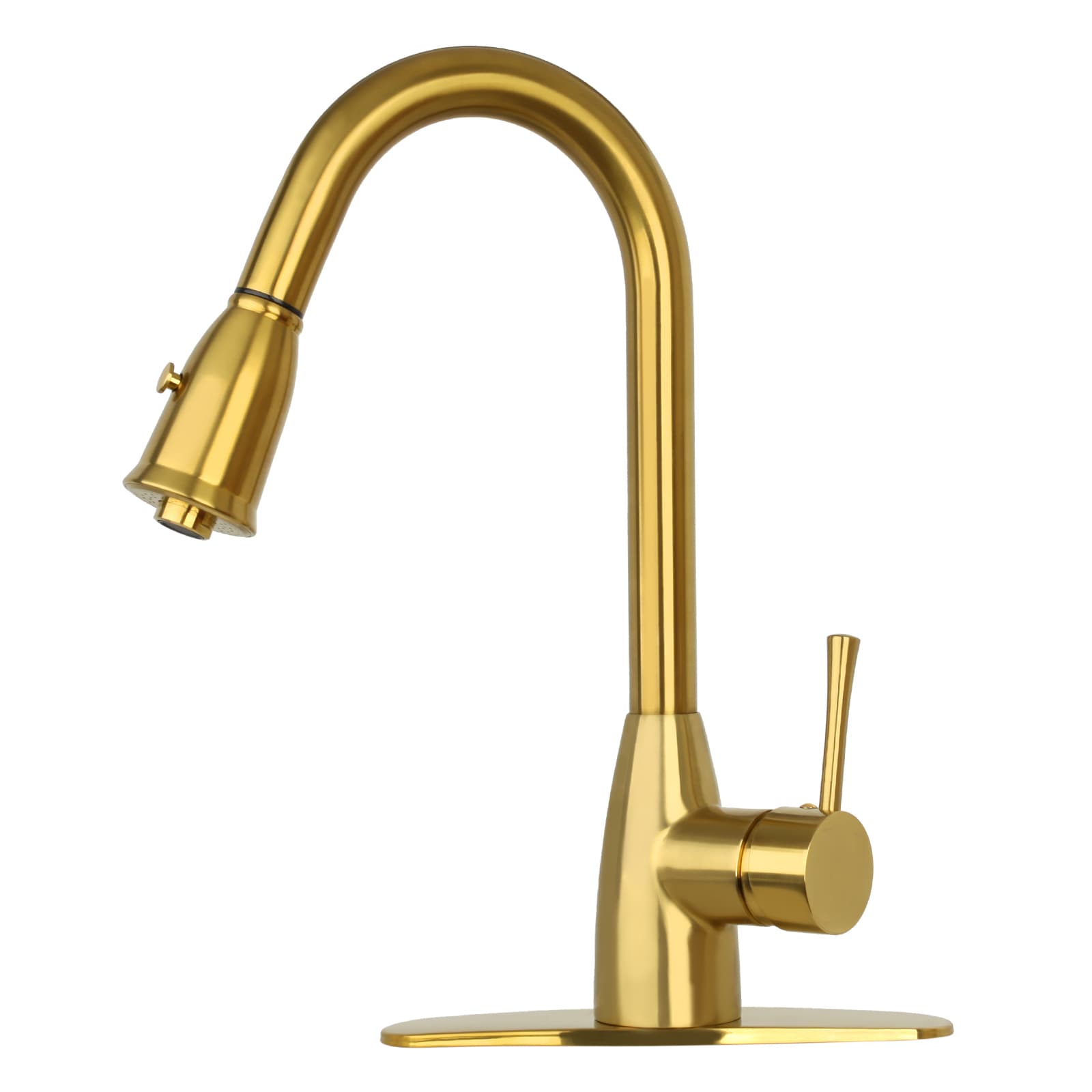 Akicon AK455BTG Golden Single Handle Deck-mount Kitchen Faucet with Sprayer ( Deck Plate Included )