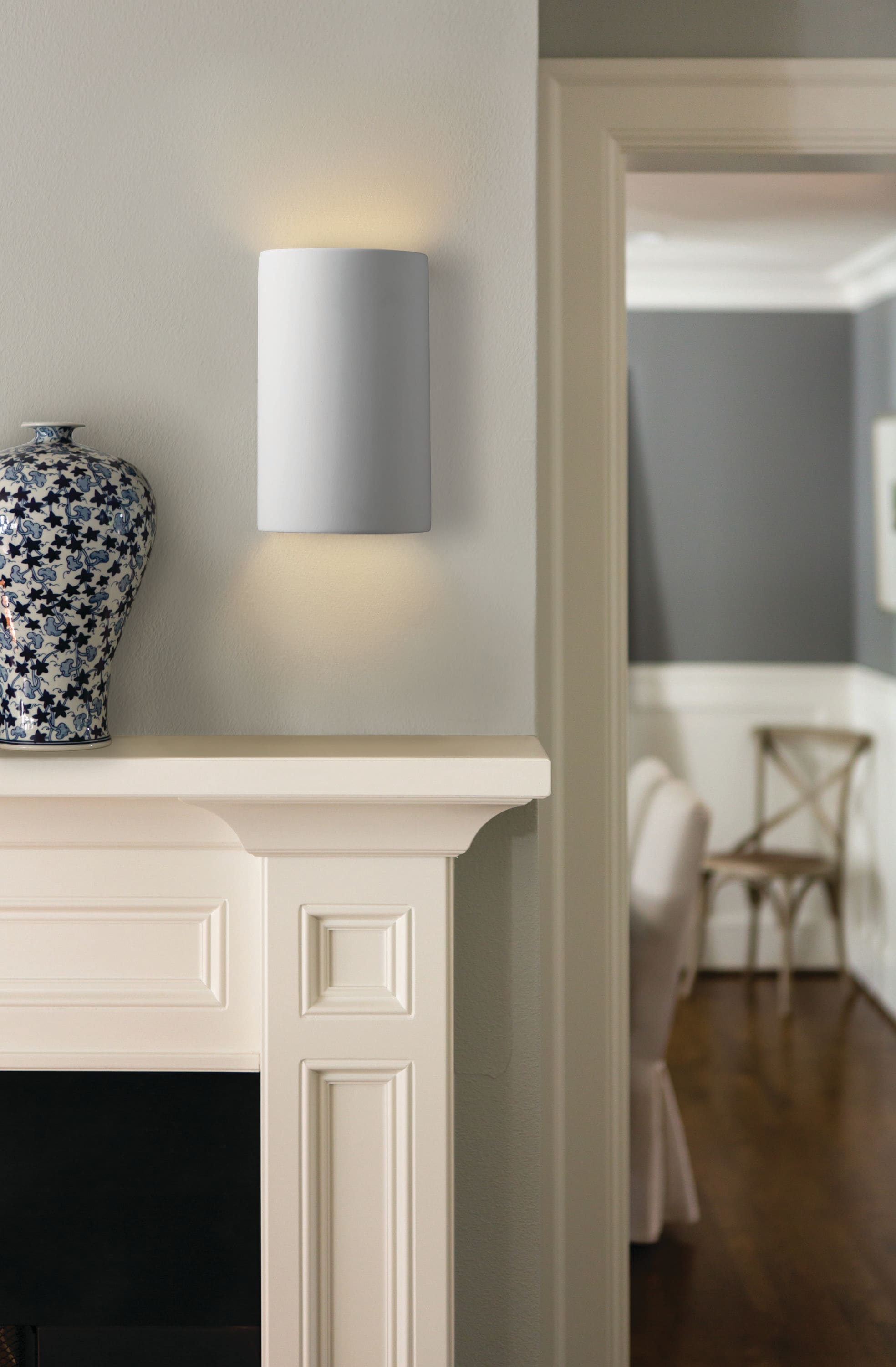 Sleek White Ceramic Cylinder Outdoor Wall Sconce, 9.5" Height
