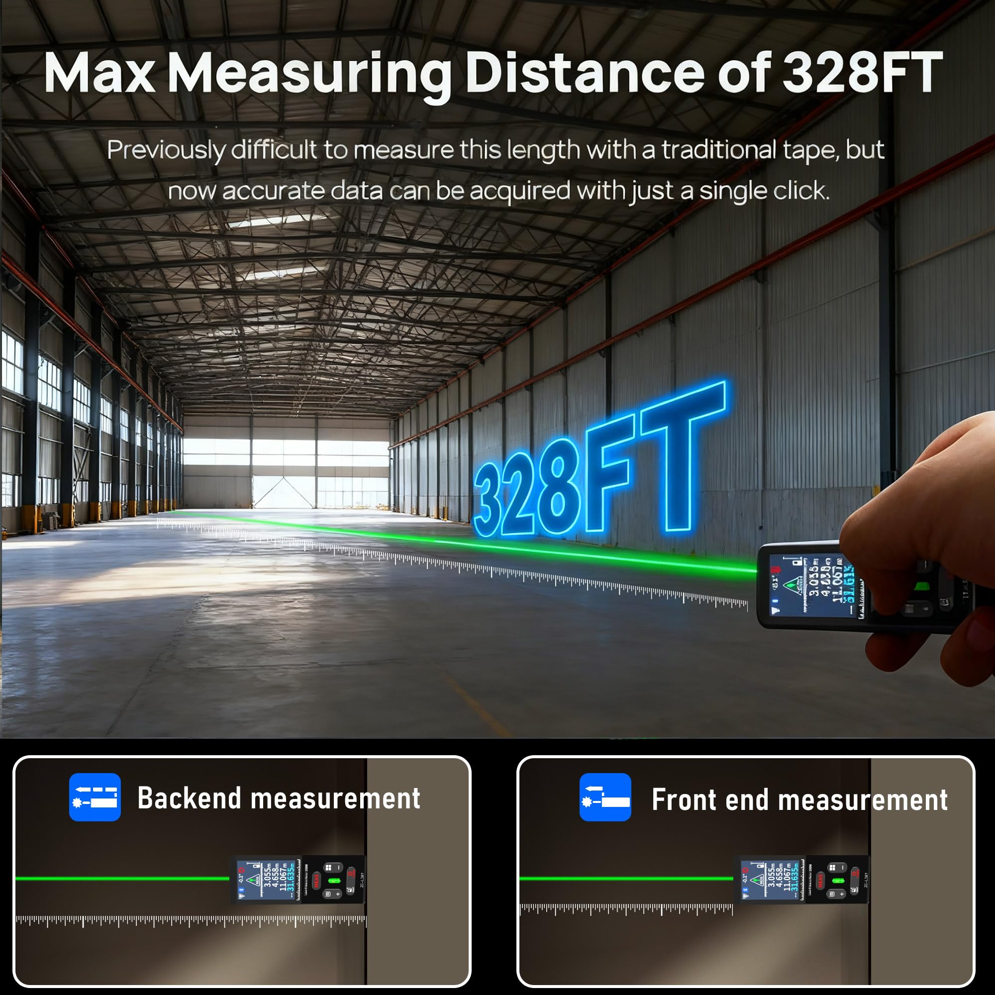 KHKFY Laser Distance Measurer with Green Cross Line Laser Level 328Ft ...