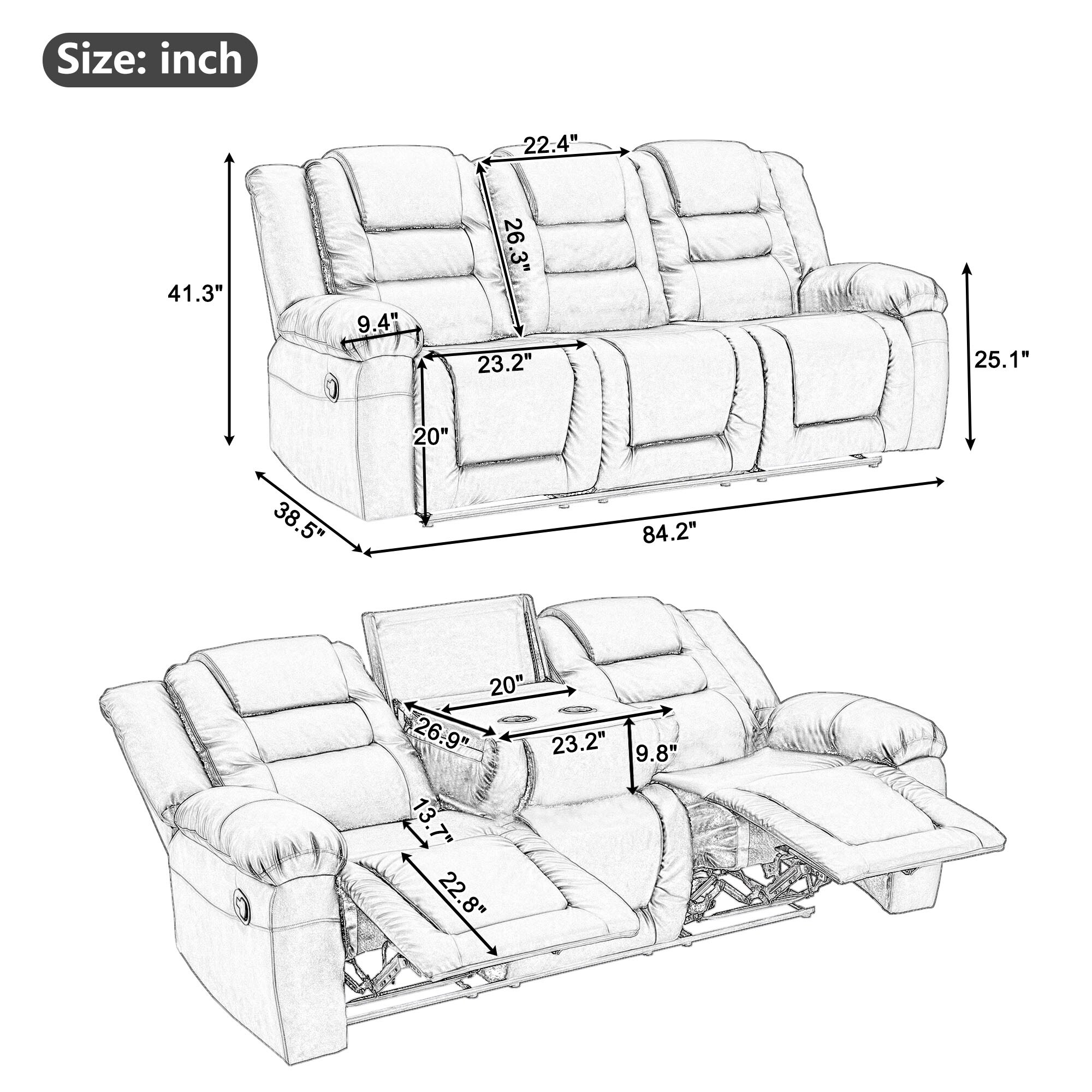 Clihome OF-1943PP26-AAGR recliners - View #4