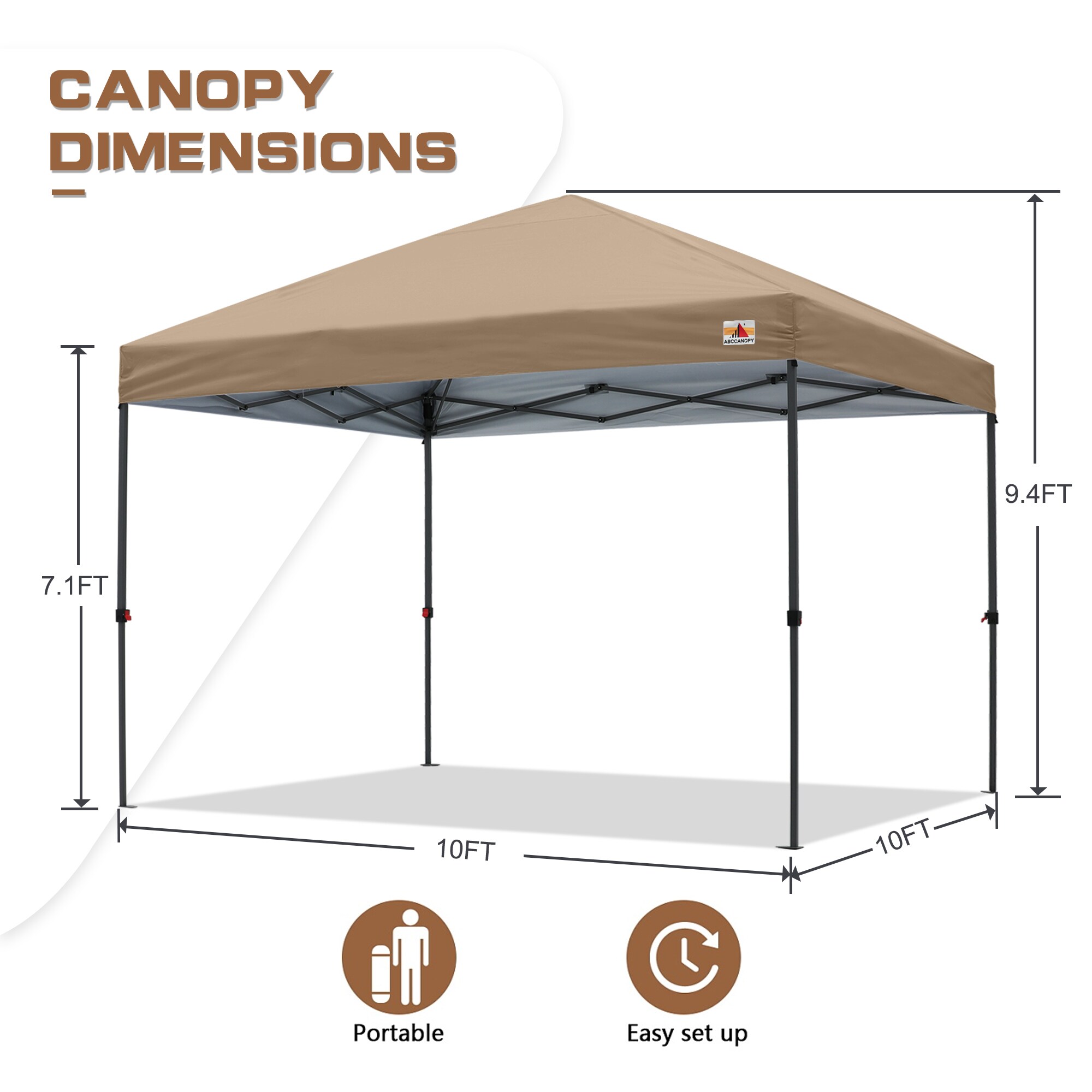 ABCCANOPY 10-ft x 10-ft Square Khaki Pop-up Canopy in the Canopies ...