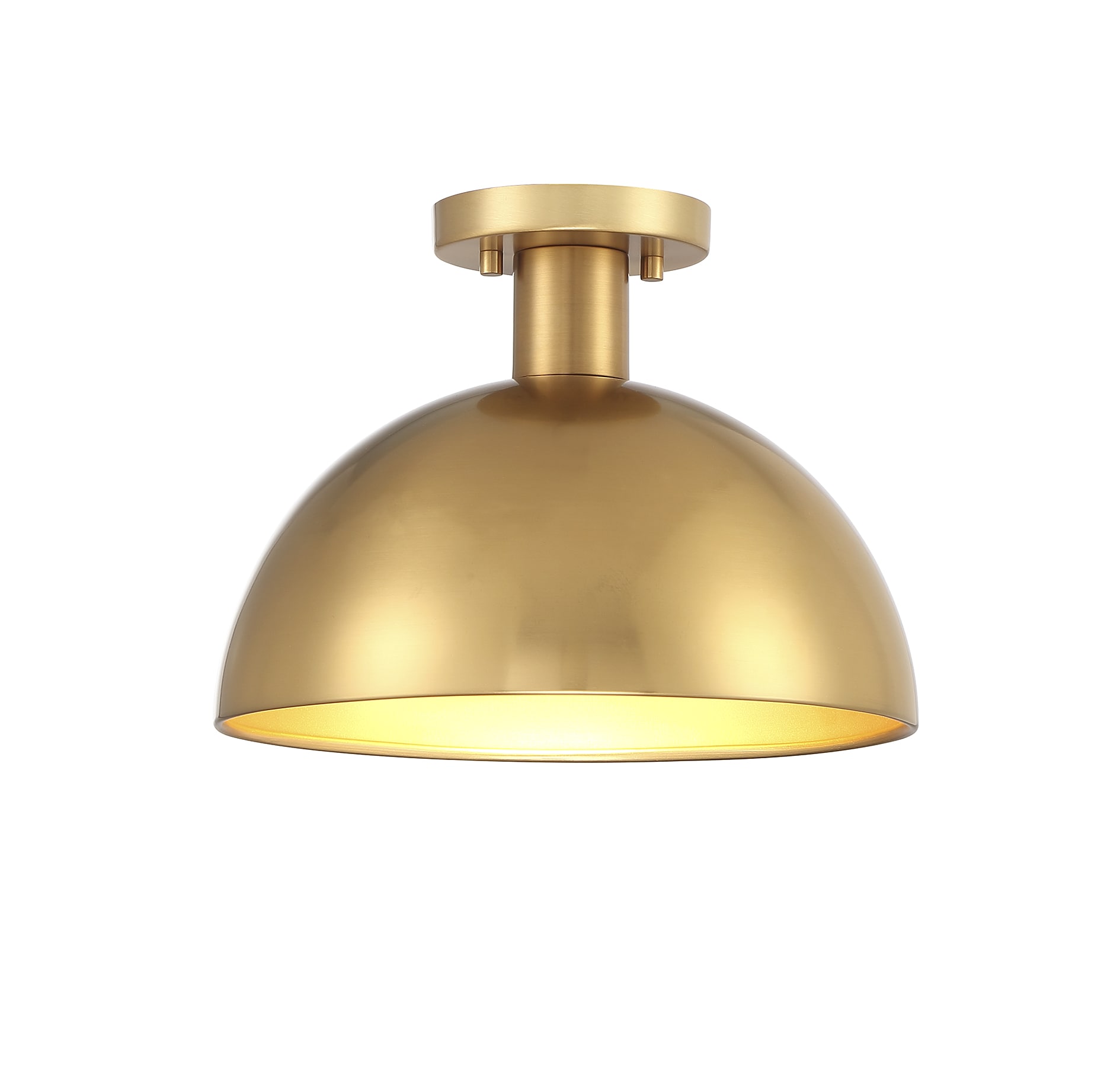 Vintage Brass 1-Light Semi-Flush Mount Ceiling Light