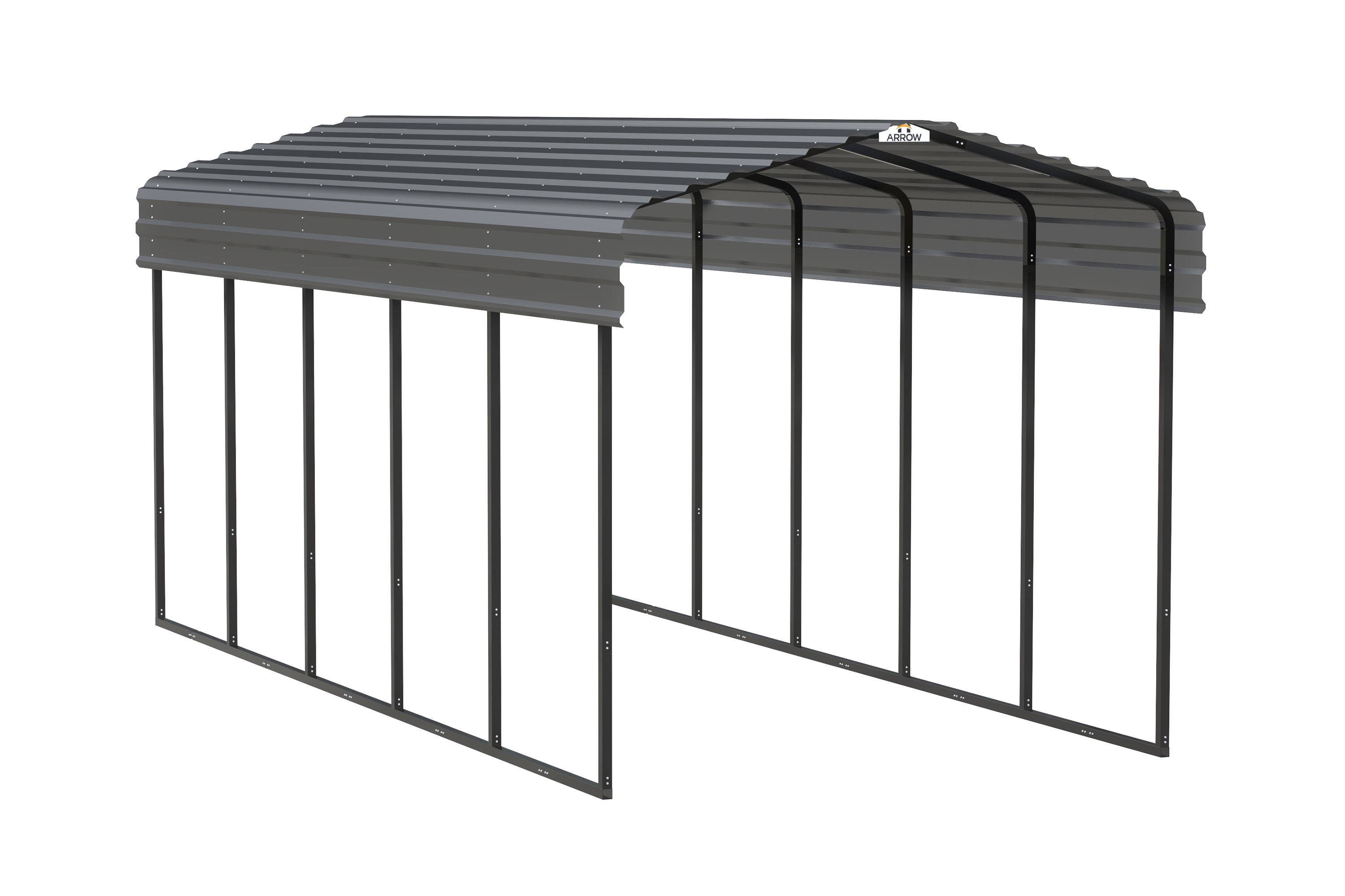 Arrow CPHC102409 10-ft W x 24-ft L x 9-ft H Charcoal Metal Carport with Metal Roof