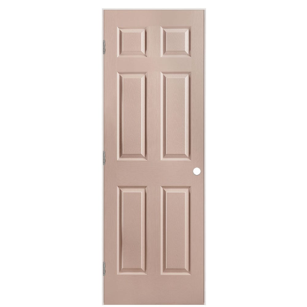 Masonite 1316939 28-in x 80-in Sandpiper Solid core 6-panel Right hand Textured Prefinished Molded composite Flat Jamb Single Prehung Interior Door