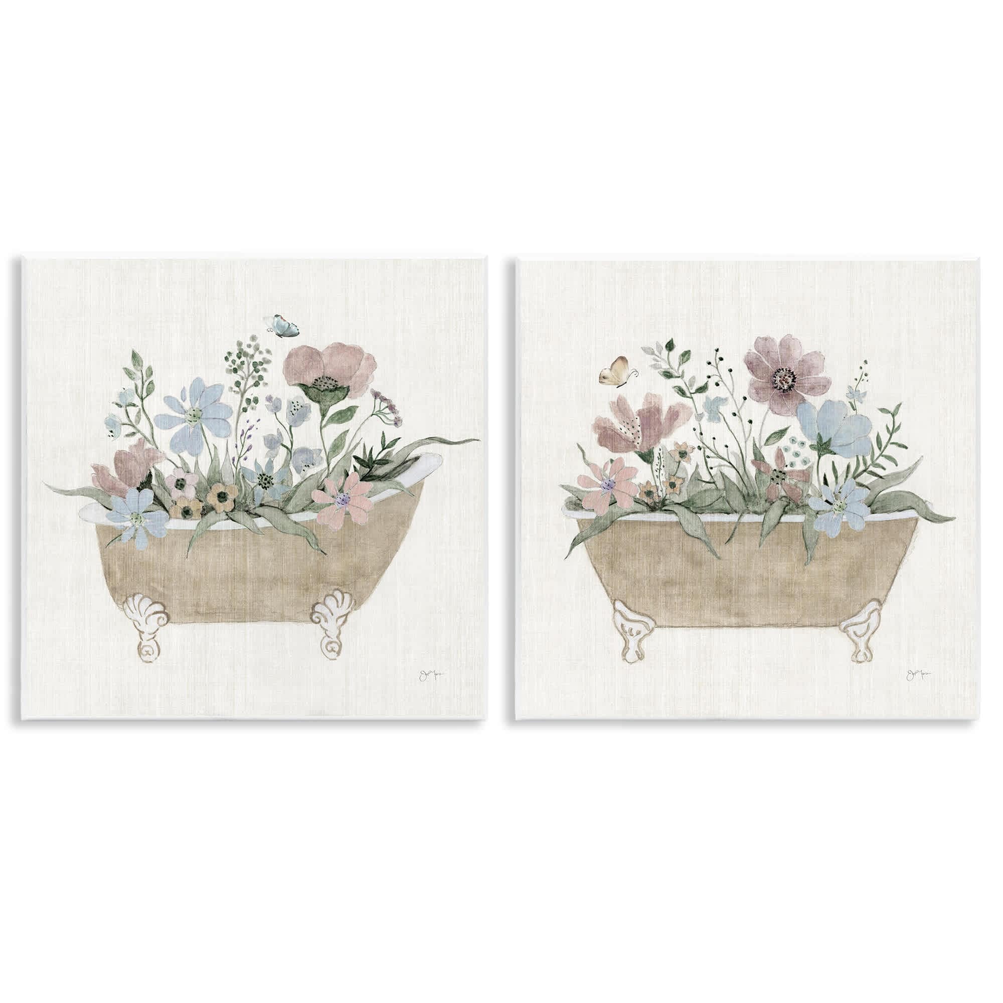 Stupell Industries  Rustic Florals in Bathtubs 2 Piece Wall Plaque Art Set By Tava Studios 12 x 12