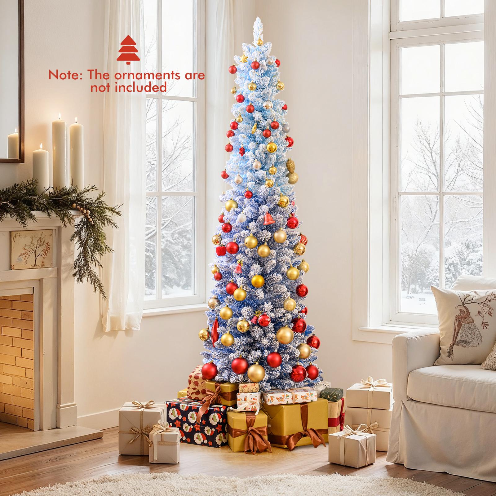 BABOOM 6 Feet Snow-flocked Artificial Christmas Tree with 220 Warm White LED Lights and 435 Branch Tips