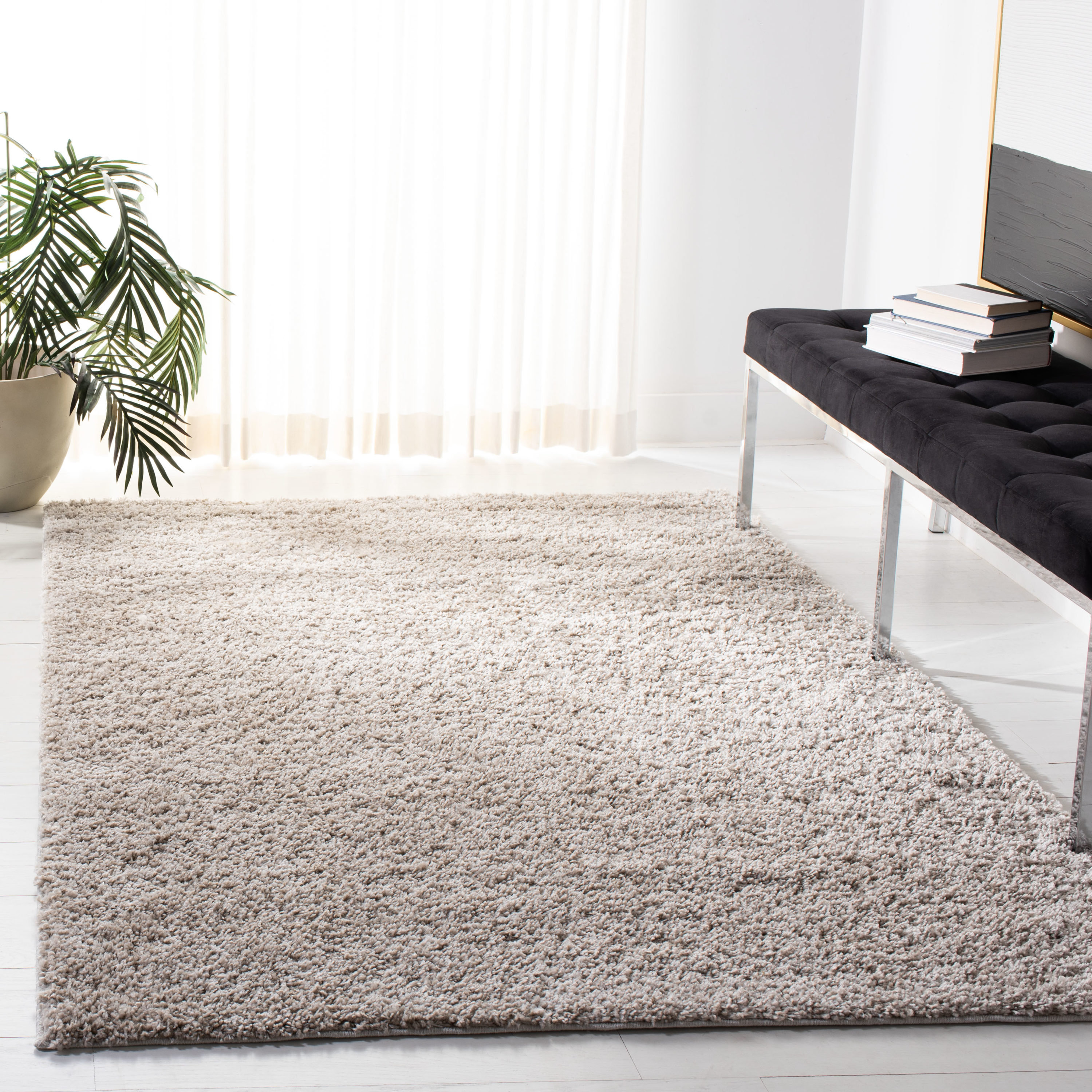 Linen 4' x 6' Solid Shag Area Rug