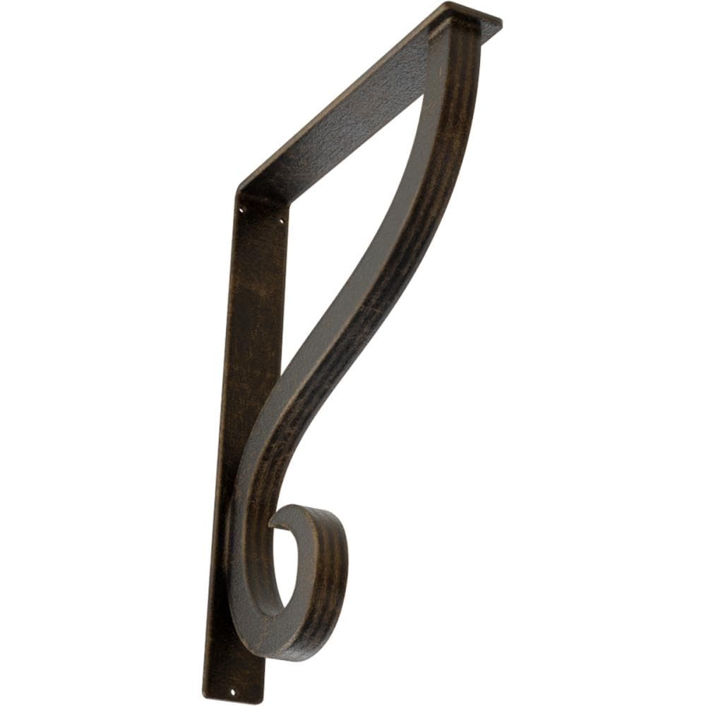 Ekena Millwork BKTM02X12X15TASABS Ashford Triple Ashford 12-in x 2-in x 15-in Antique brass Wrought iron Wall bracket