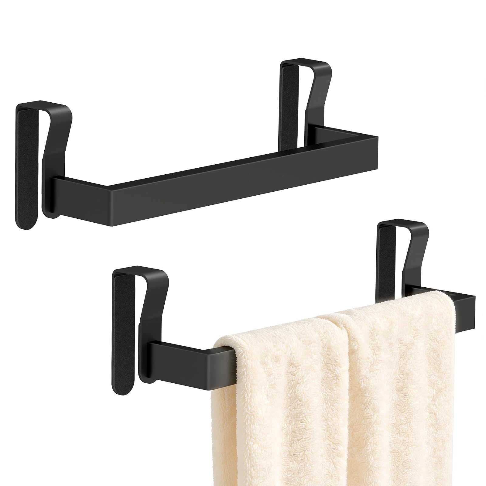 Aoibox  Over the Door No Tool No Install Deep Back Panel Cabinet Kitchen and Bathroom Towel Rack Holder 2 Pack