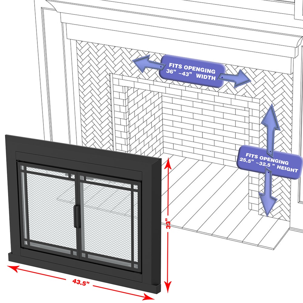 allen + roth FPDL407BLK Glass-Fireplace-Doors - View #10