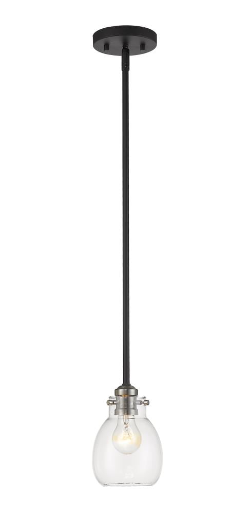 Z-Lite Kraken 1 -Light Matte Black + Brushed Nickel Modern/contemporary Clear glass Jar Mini Hanging Pendant light