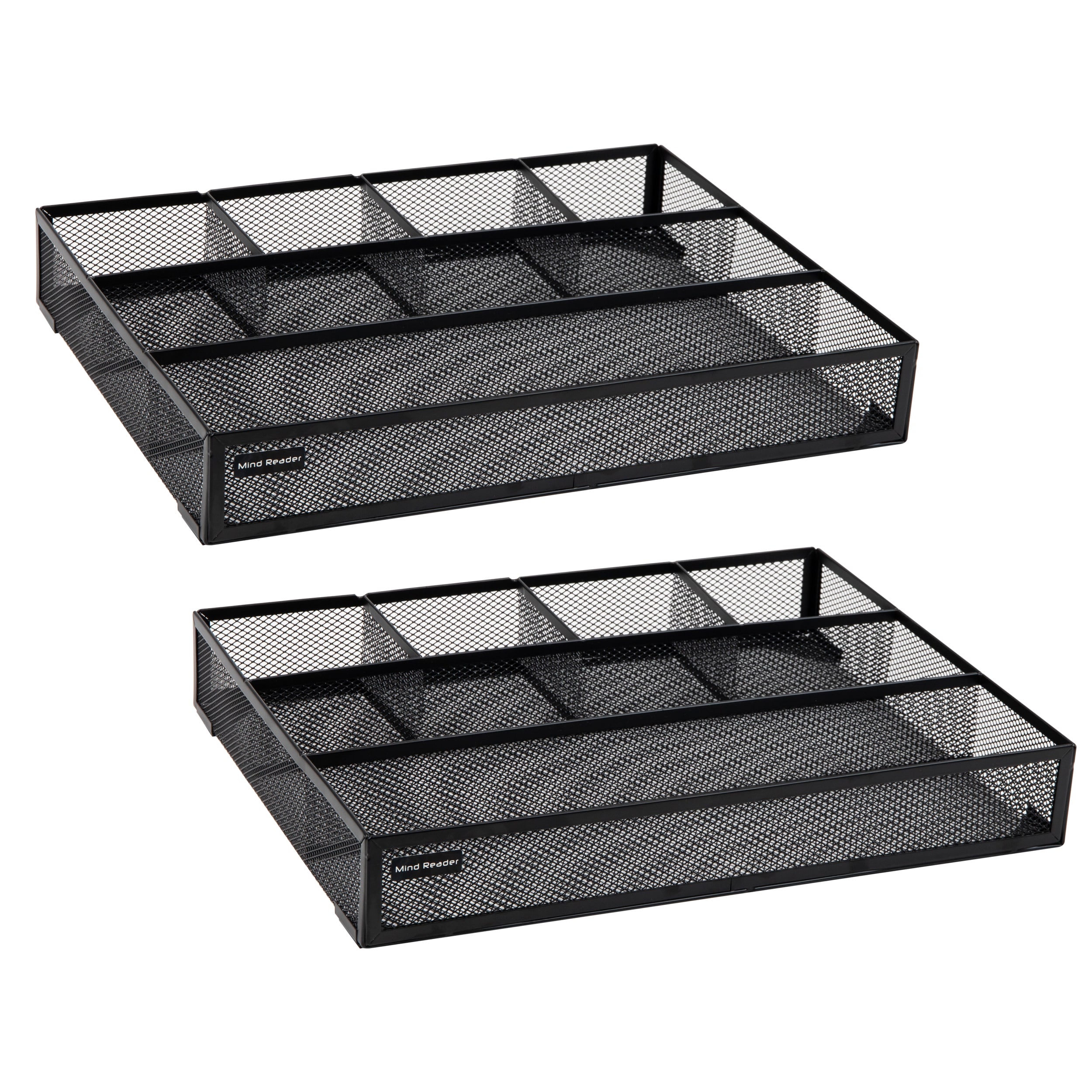 AUPSEN Desk Organizer Mesh Office Supplies Desk Accessories Features 5 Compartments + 1 Mini Sliding Drawer(Black)