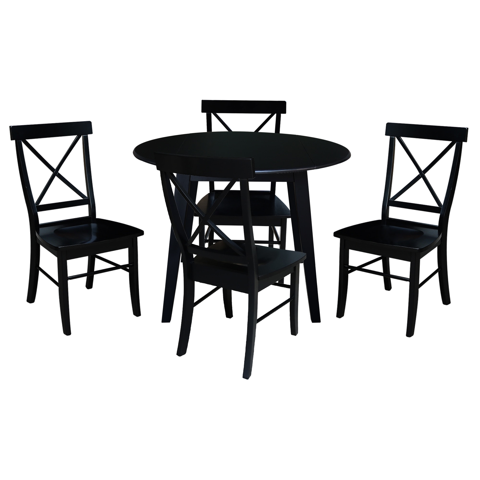 International Concepts K46-42DL-C613-4 Black Traditional Dining Room Set with Round Table ( Seats 4 )