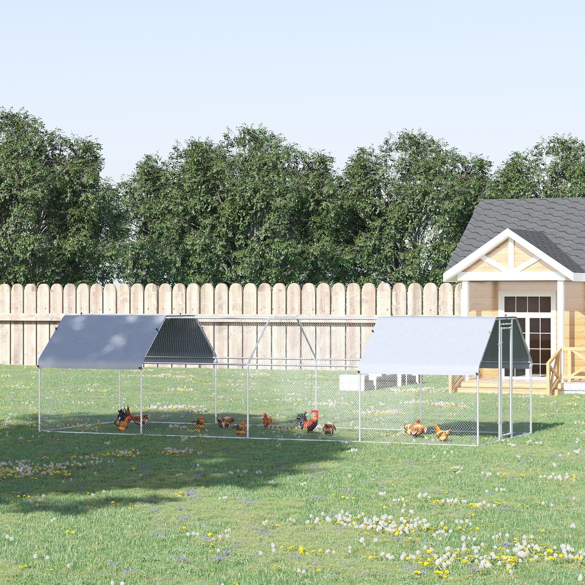 PawHut D51-117V03SR Chicken-Coops-Rabbit-Hutches - View #2