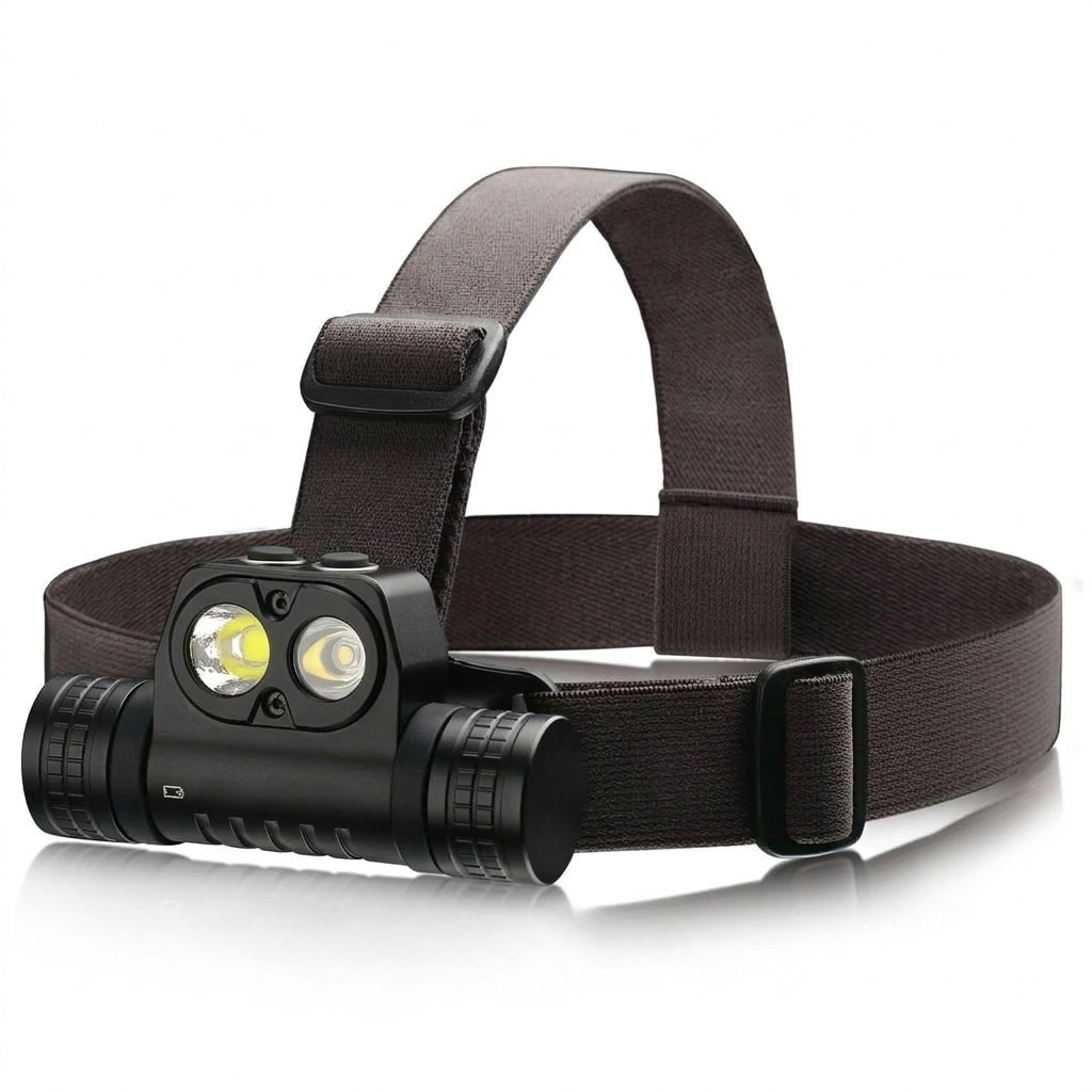 Vrbgify Dual Beam LED Headlamp 1 Piece 2700 Lumens USB C Rechargeable Spotlight and Floodlight with Independent Control for Work Hiking Camping Emergency #LVG0427P36