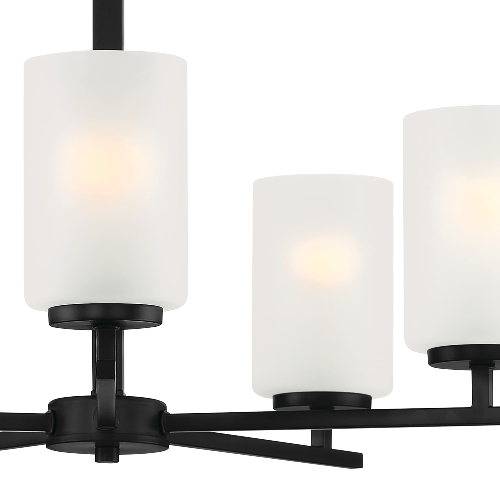 Carmine Matte Black 5-Light Etched Glass Chandelier 24"W x 18"H