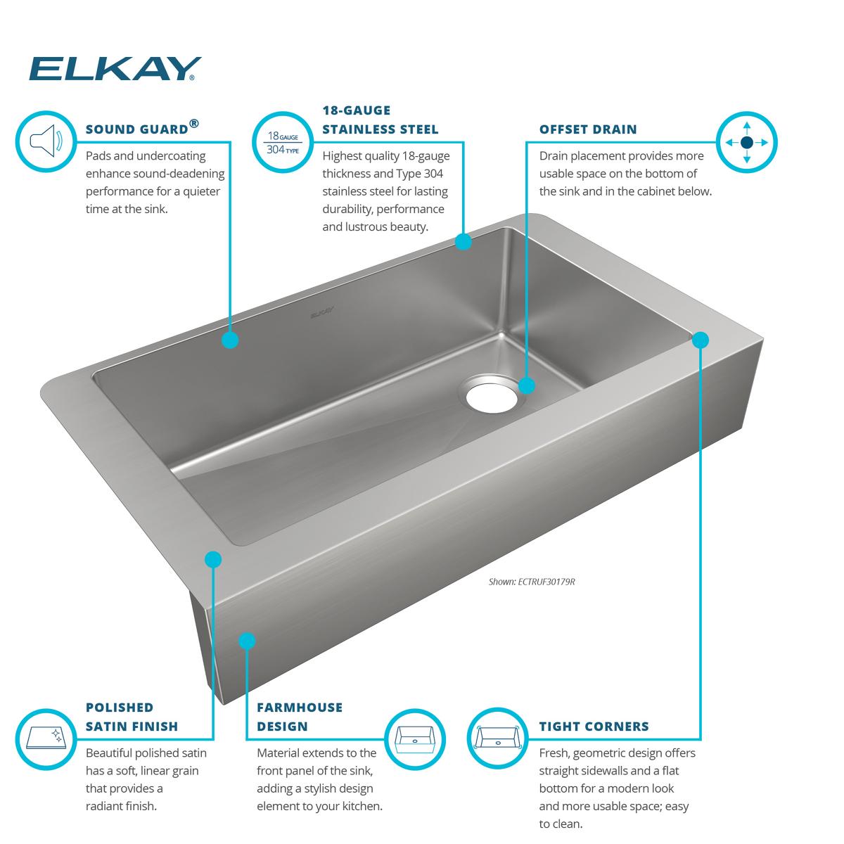 Crosstown 36" Satin Stainless Steel Farmhouse Kitchen Sink