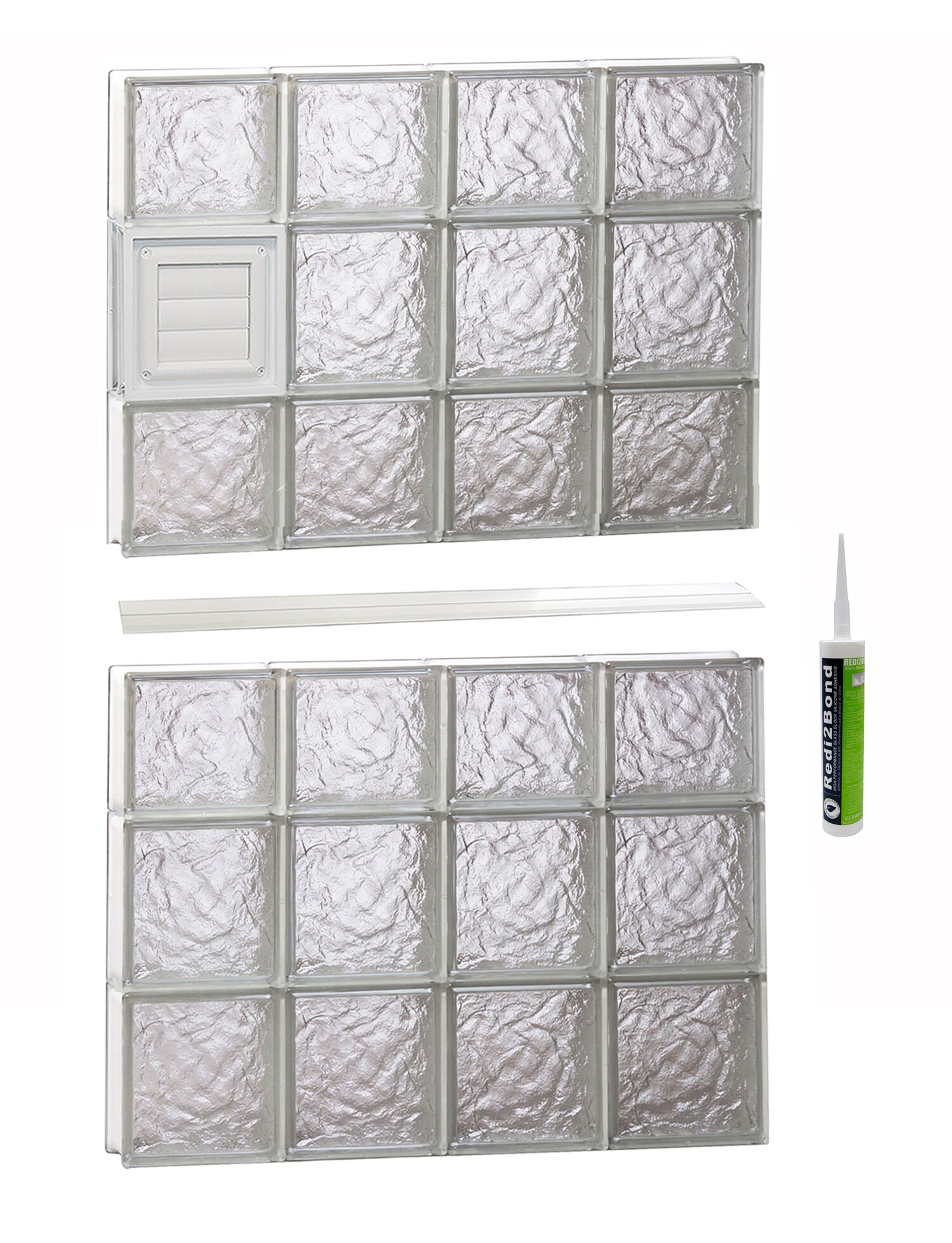 REDI2SET D3242IS Ice Glass 31-in x 40-1/2-in Frameless Replacement Dryer vent Glass Block Window