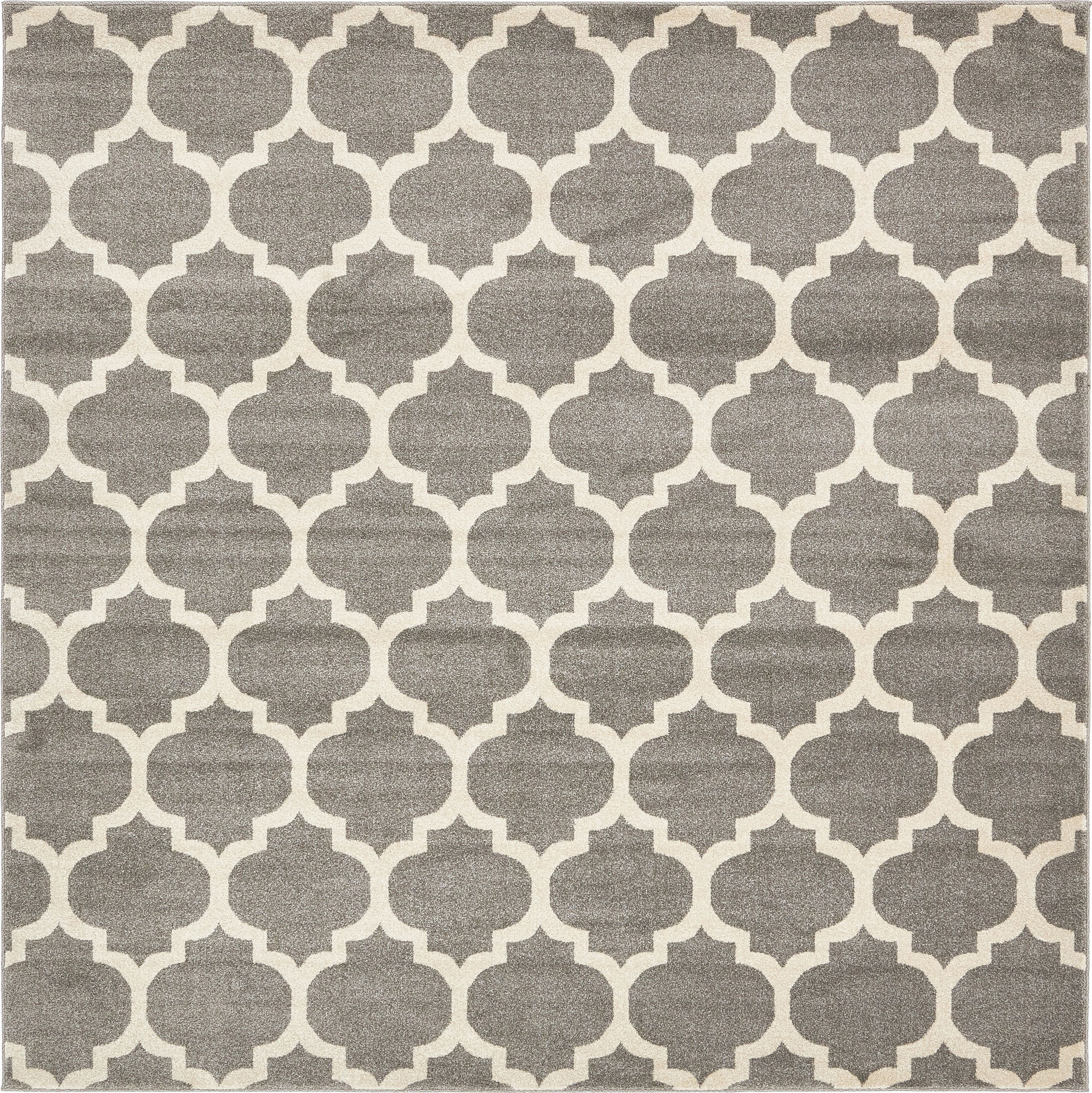 8' x 8' Dark Gray Trellis Square Area Rug