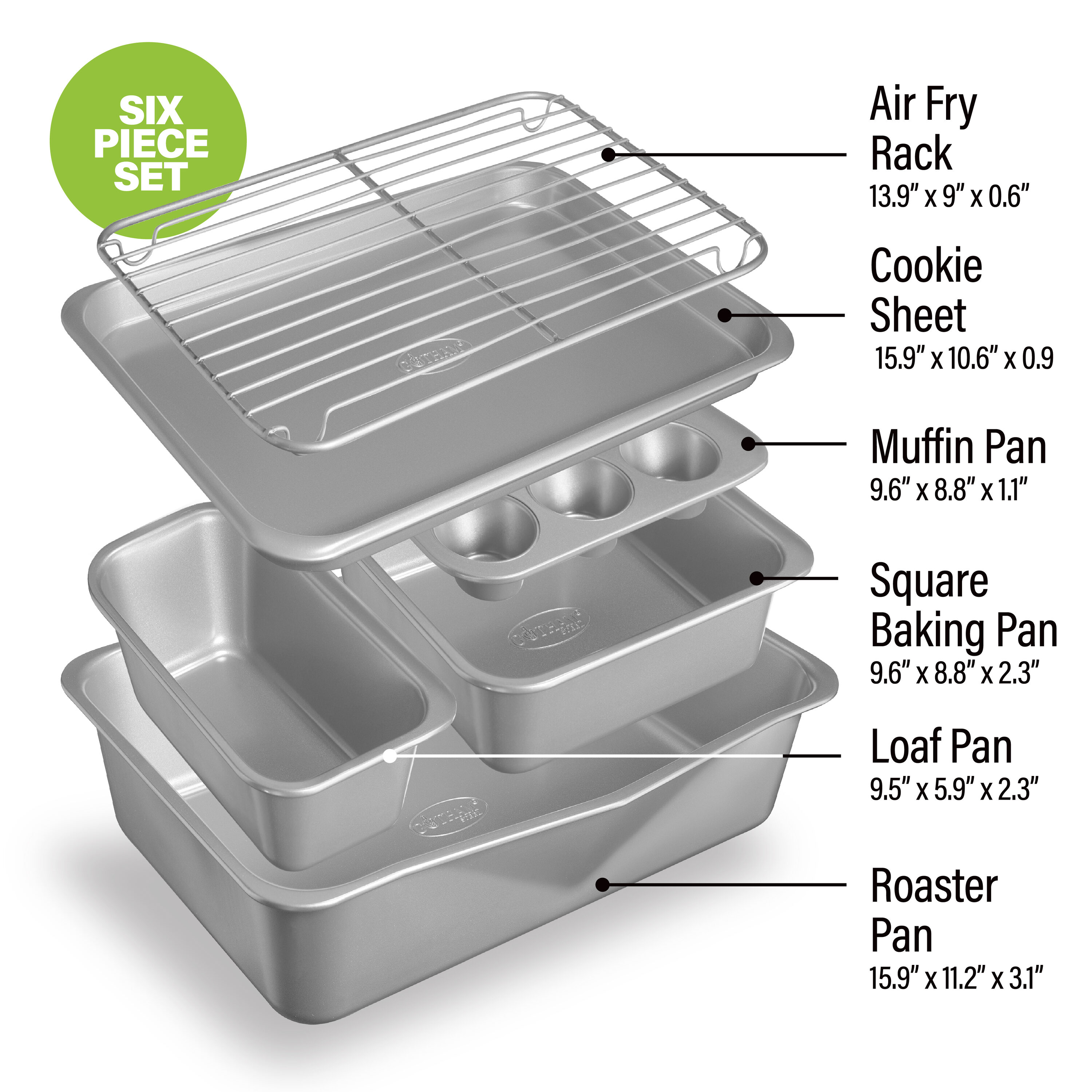 Nutrichef 8-Piece Nonstick Stackable Bakeware Set Baking Tray Set w/ Non-Stick Coating (Gray)