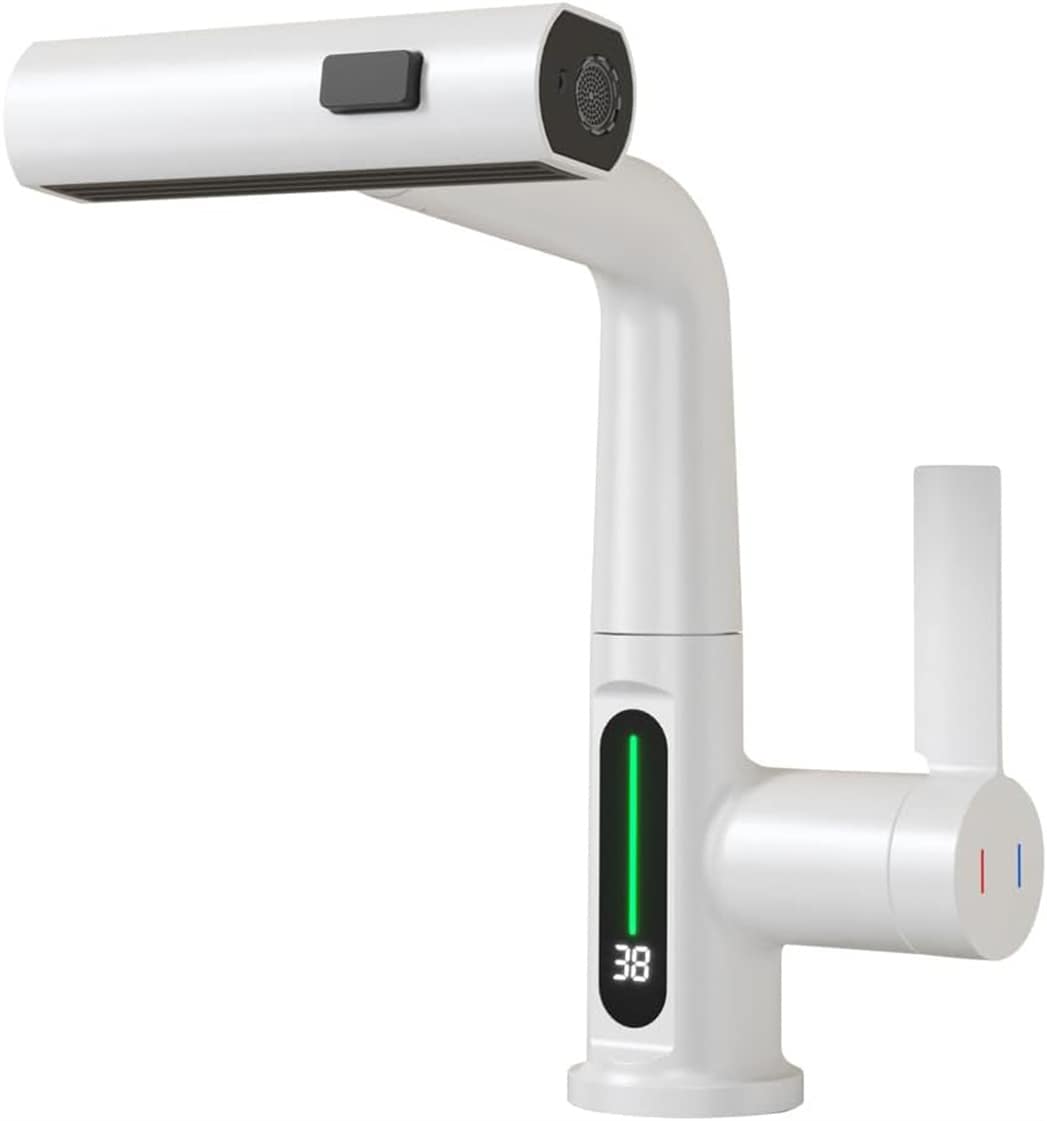 Damerin MSA13 White Single hole 1-handle High-arc Residential Handle Bathroom Sink Faucet