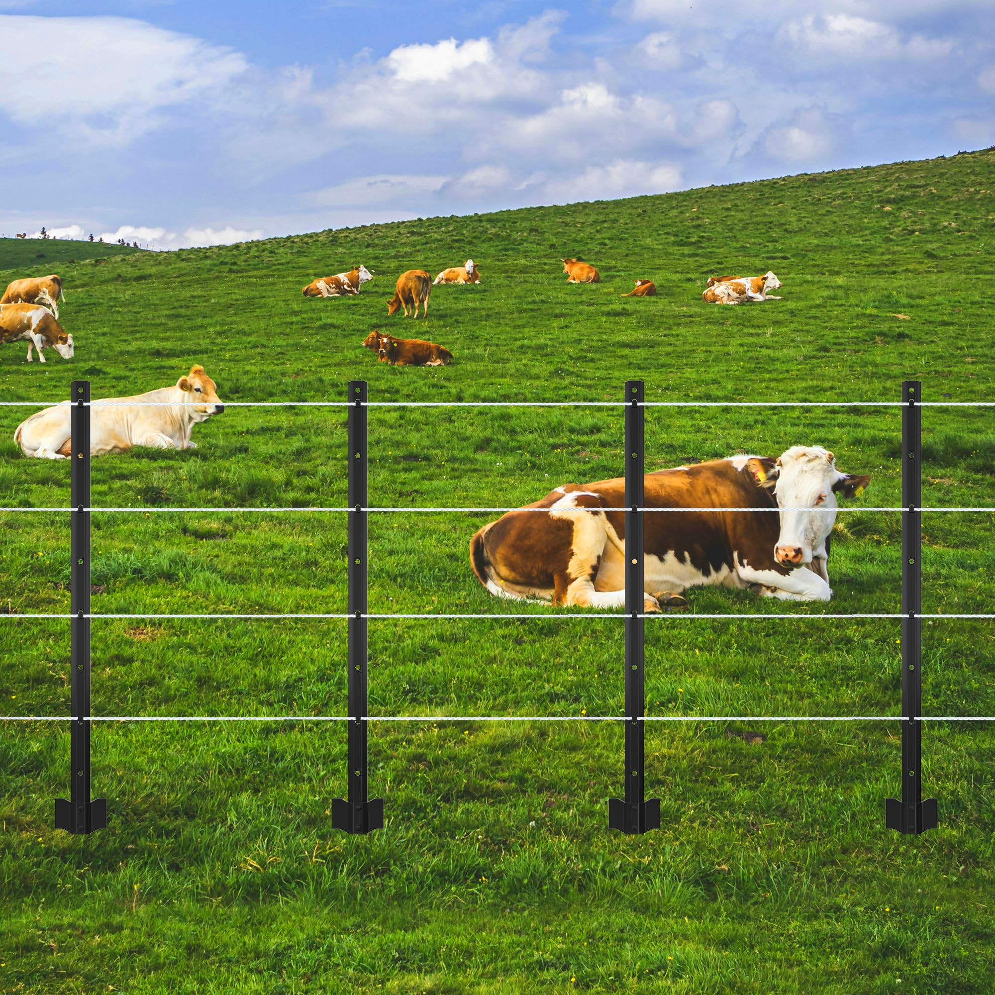 Garvee 4FT Metal Fence Posts 10 Pack Heavy Duty U Channel Steel Fence ...
